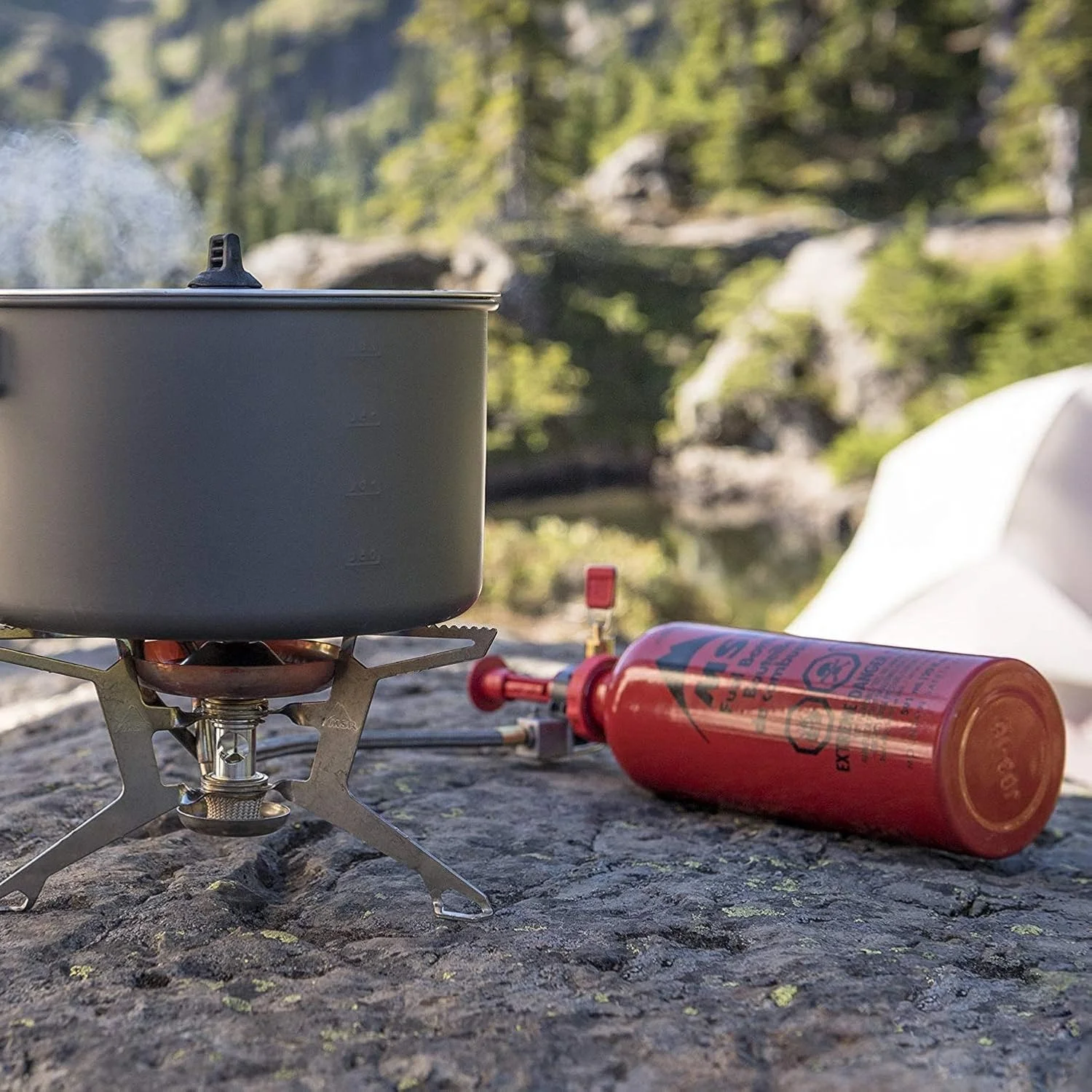 بطری سوخت مایع 30 اونسی MSR برای پخت و پز در فضای باز و مناطق دور افتاده، قرمز، آلومینیومی