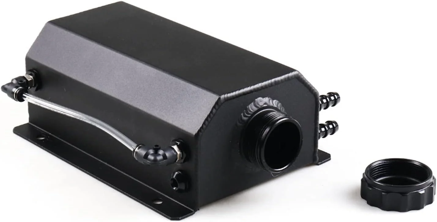 مخزن ذخیره روغن موتور PSVTAS یونیورسال 2 لیتری آلیاژی، مخزن تنفس روغن موتور، بطری، مخزن سرریز رادیاتور خنک کننده، تجهیزات جایگزین سیستم سوخت خودرو (مشکی)