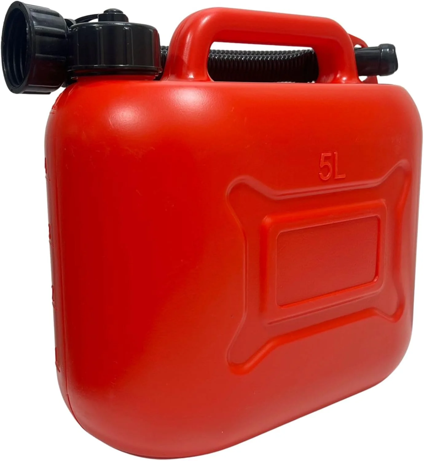 گالن بنزین قرمز 5 لیتری - ظرف پلاستیکی برای بنزین/گازوئیل/آب با خروجی فلزی انعطاف پذیر