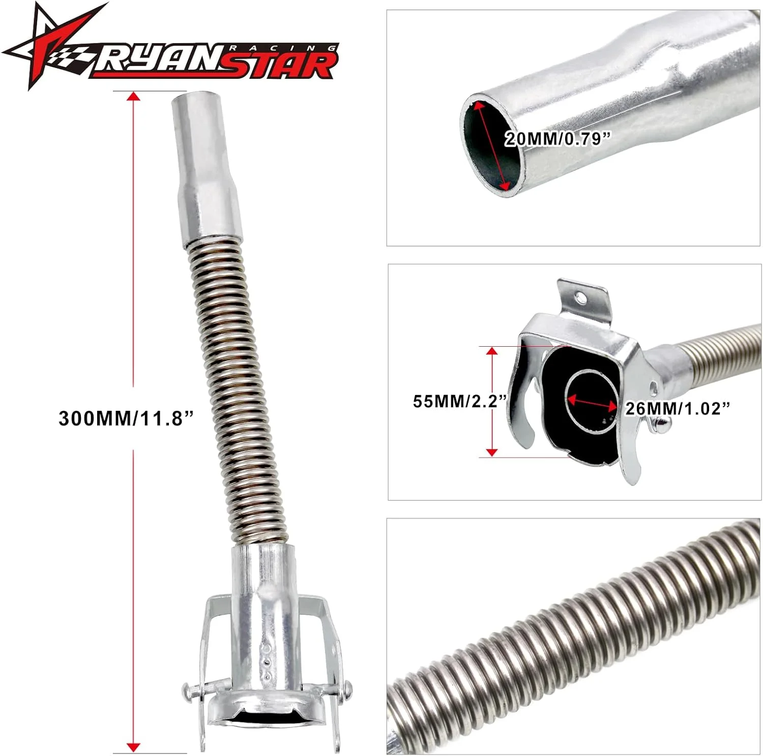 RYANSTAR RACING دو عدد نازل گالن فلزی با لوله فولادی انعطاف پذیر و بلند به همراه واشر (بسته 3 عددی) - واشر جایگزین برای نازل گالن 20 لیتری ناتو RYANSTAR RACING دو عدد نازل گالن فلزی با لوله فولادی انعطاف پذیر و بلند به همراه واشر (بسته 3 عددی) - واشر جایگزین برای نازل گالن 20 لیتری ناتو