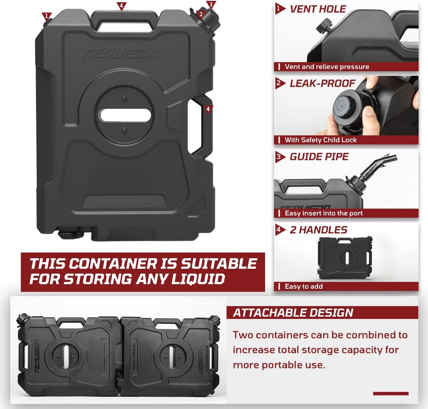 مجموعه درب لولا، مخزن و پایه نگهدارنده 9 لیتری، مخزن سوخت با خروجی فشاری، مخزن ذخیره آب بنزین پشتیبان، قابل حمل، سازگار با رانگلر JK JL JT مشکی (1 عدد) مجموعه درب لولا، مخزن و پایه نگهدارنده 9 لیتری، مخزن سوخت با خروجی فشاری، مخزن ذخیره آب بنزین پشتیبان، قابل حمل، سازگار با رانگلر JK JL JT مشکی (1 عدد)