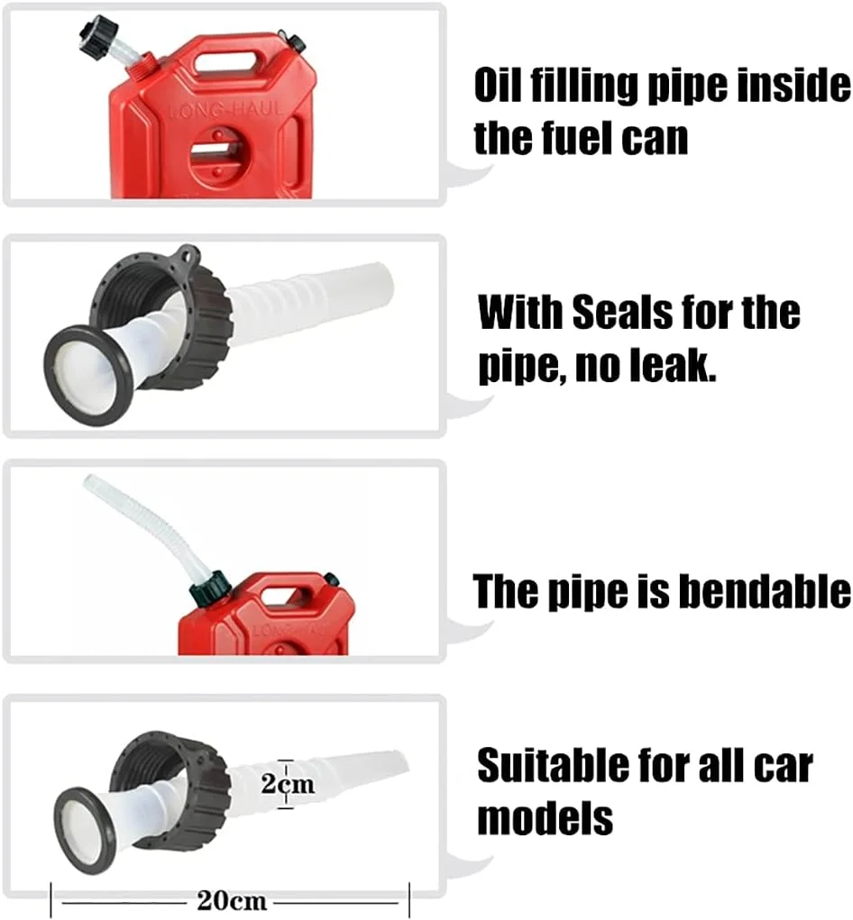 گالن پلاستیکی ضد زنگ SJHDKLW، گالن بنزین قابل حمل موتور سیکلت با لوله روغن، مناسب برای مسافرت، کمپینگ، استفاده خانگی، خودرو، کشتی کوچک، 3 لیتر