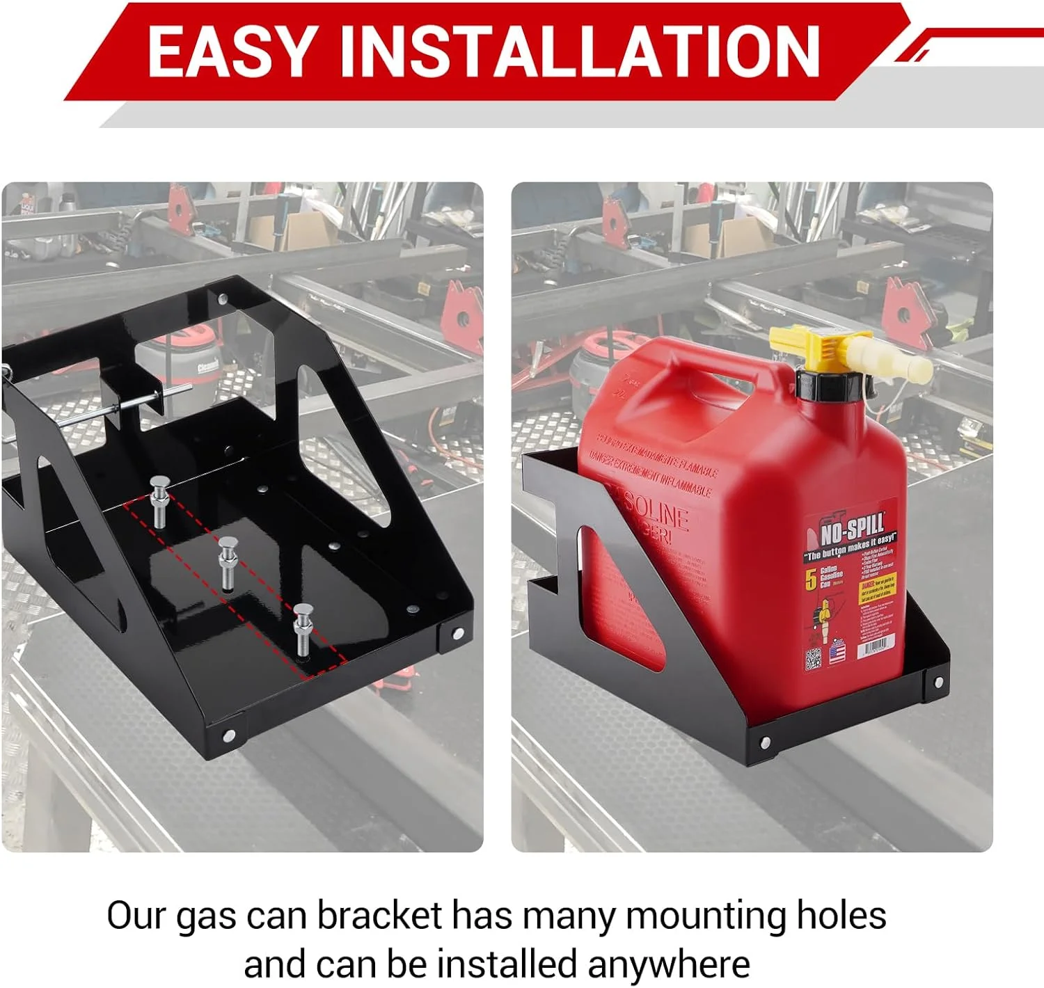 نگهدارنده گالن بنزین SPARKWHIZ مناسب برای گالن های 5 گالن، قفسه نصب گالن بنزین سازگار با گالن های 5 گالن بدون ریزش مناسب برای تریلرها و کامیون ها