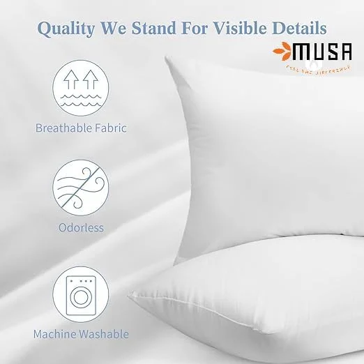 بالش موسا موسا برای خواب، بالش لوکس تخت خواب، 800 گرم، بالش هتلی پر شده با الیاف جایگزین پر، 48x70 سانتی متر (بسته 2 عددی)