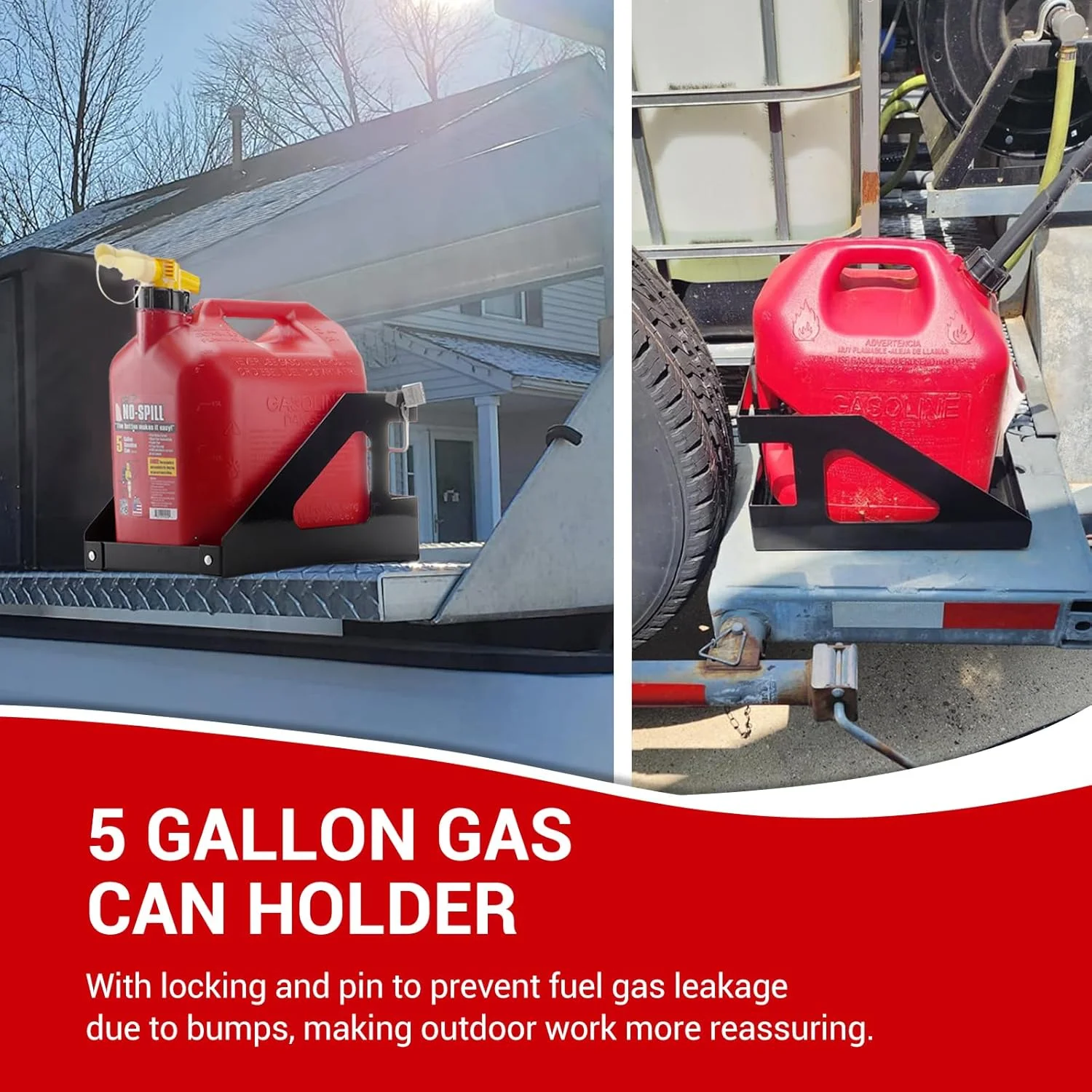 نگهدارنده گالن بنزین SPARKWHIZ مناسب برای گالن های 5 گالن، قفسه نصب گالن بنزین سازگار با گالن های 5 گالن بدون ریزش مناسب برای تریلرها و کامیون ها