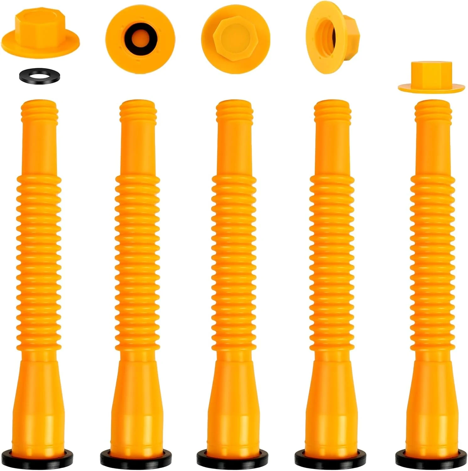 نازل جایگزین برای ظروف سوخت اسپیس‌مارت، نازل انعطاف‌پذیر برای ظروف ۱/۲/۵/۱۰ گالنی (۵ عدد - زرد)