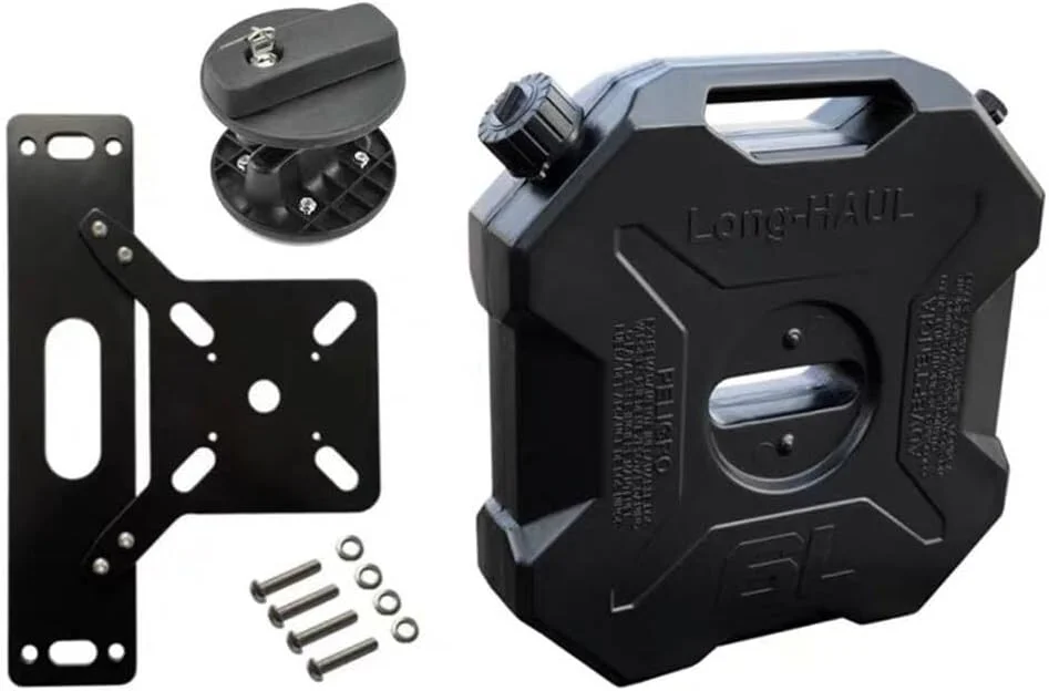 ظرف بنزین 6 لیتری SXMA با کلیدهای قفل، براکت درب جانبی، مخزن بنزین قابل حمل، قوطی های ذخیره روغن بنزین، مخازن بنزین پشتیبان اضطراری یدکی، پایه برای جیپ رنگلر - مشکی