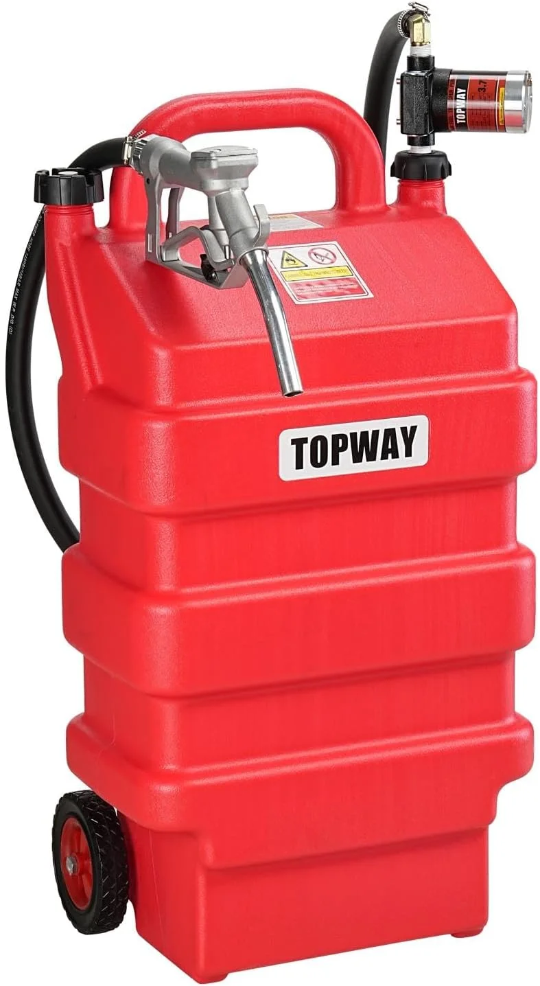 مخزن سوخت قابل حمل تاپ وی، 60 لیتری، به همراه پمپ انتقال سوخت خود مکش 12 ولت DC برای خودروها، ماشین های چمن زنی، ATV، قایق ها و غیره