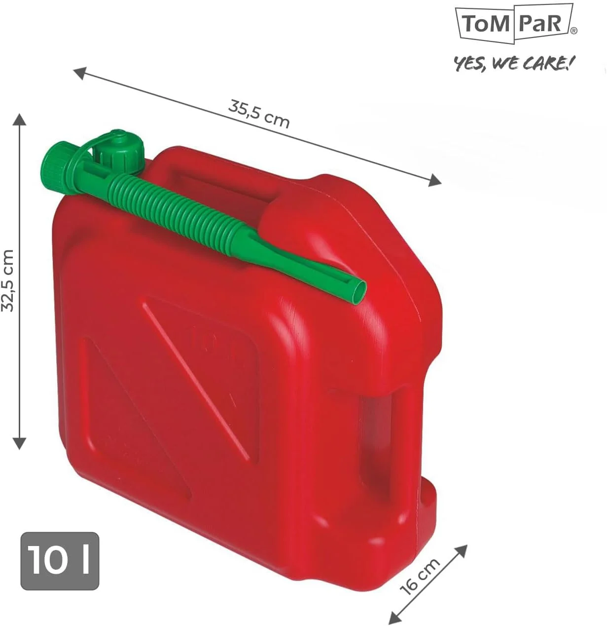 ظرف بنزین ۱۰ لیتری ToM PaR | ظرف دیزل | ظرف ذخیره | ظرف سوخت | ظرف آب | بنزین | دیزل | آب | دارای دهانه خروجی | نشانگر سطح | درب قیفی پیچی