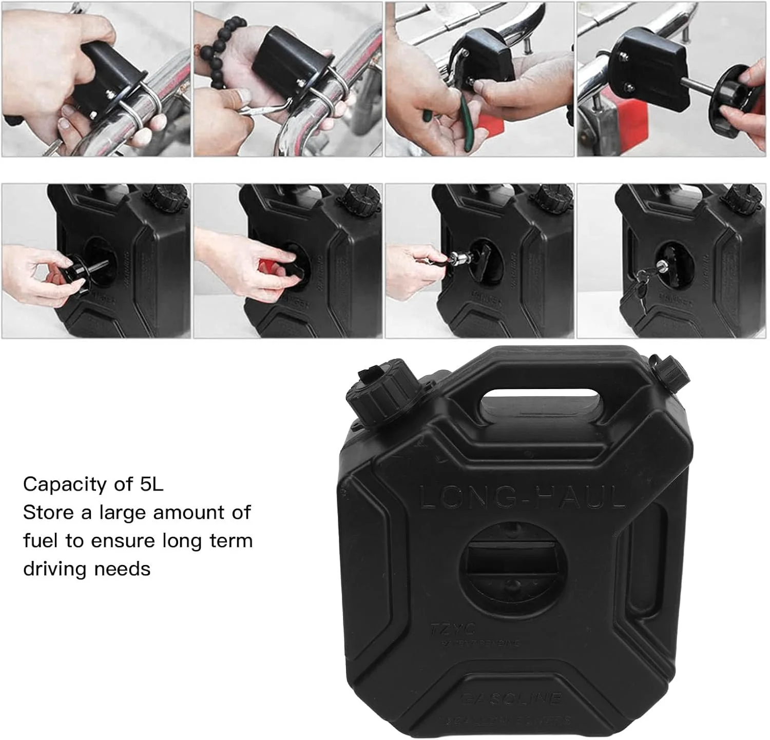 مخزن سوخت، تانک ذخیره سازی سوخت، ظرف بنزین 5 لیتری سازگار با خودرو موتورسیکلت UTV ATV موتور سیکلت خاکی، مخزن ذخیره سازی روغن قابل حمل (ABS)