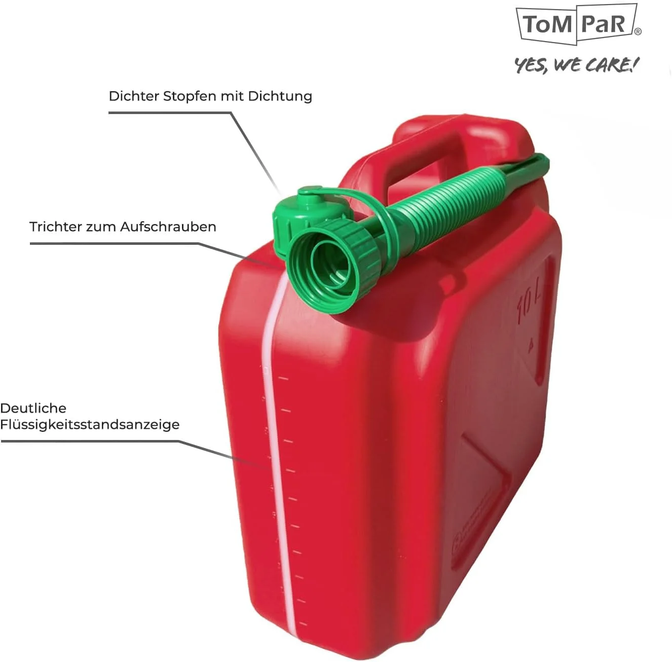 ظرف بنزین ۱۰ لیتری ToM PaR | ظرف دیزل | ظرف ذخیره | ظرف سوخت | ظرف آب | بنزین | دیزل | آب | دارای دهانه خروجی | نشانگر سطح | درب قیفی پیچی