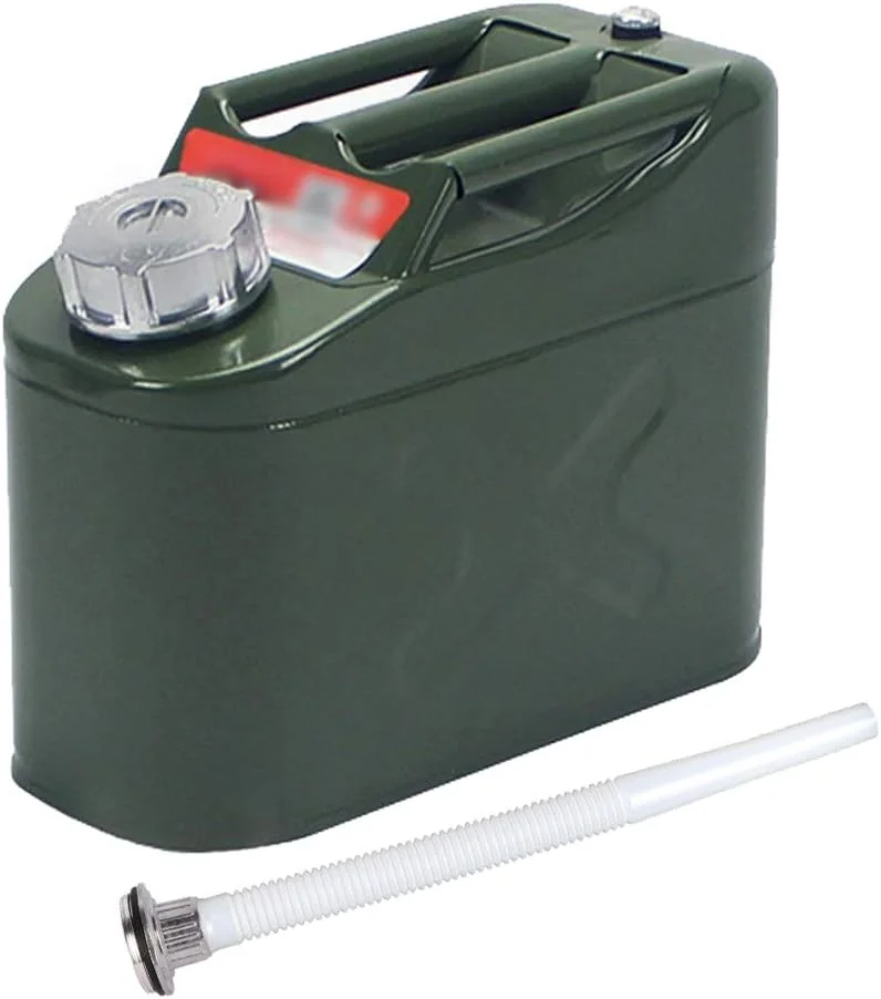 مخزن سوخت قابل حمل 5 لیتری VESLFG، درب آلومینیومی ضخیم ضد زنگ، مخزن فلزی بنزین، مناسب برای مسافرت کمپینگ، بنزین، گازوئیل، نفت، 5 لیتر