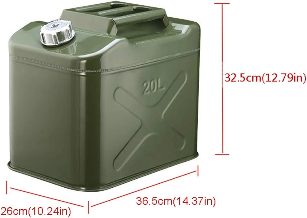 ظرف بنزین قابل حمل با ظرفیت بالا، ظرف فلزی ضد زنگ و ضد نشت، مناسب برای مسافرت، کمپینگ، بنزین، گازوئیل و روغن، 20 لیتر