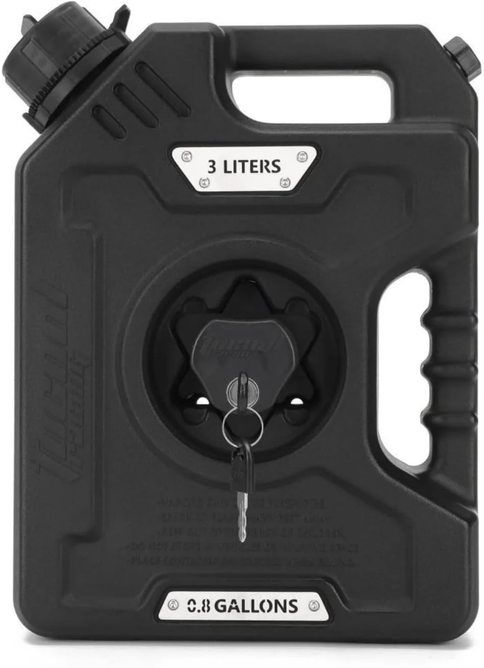 مخزن سوخت مسابقه ای Tucool، ظرف بنزین 3 لیتری، مخزن روغن موتور سیکلت ماشین با کلید قفل (مخزن بنزین 3 لیتری مشکی با قفل)