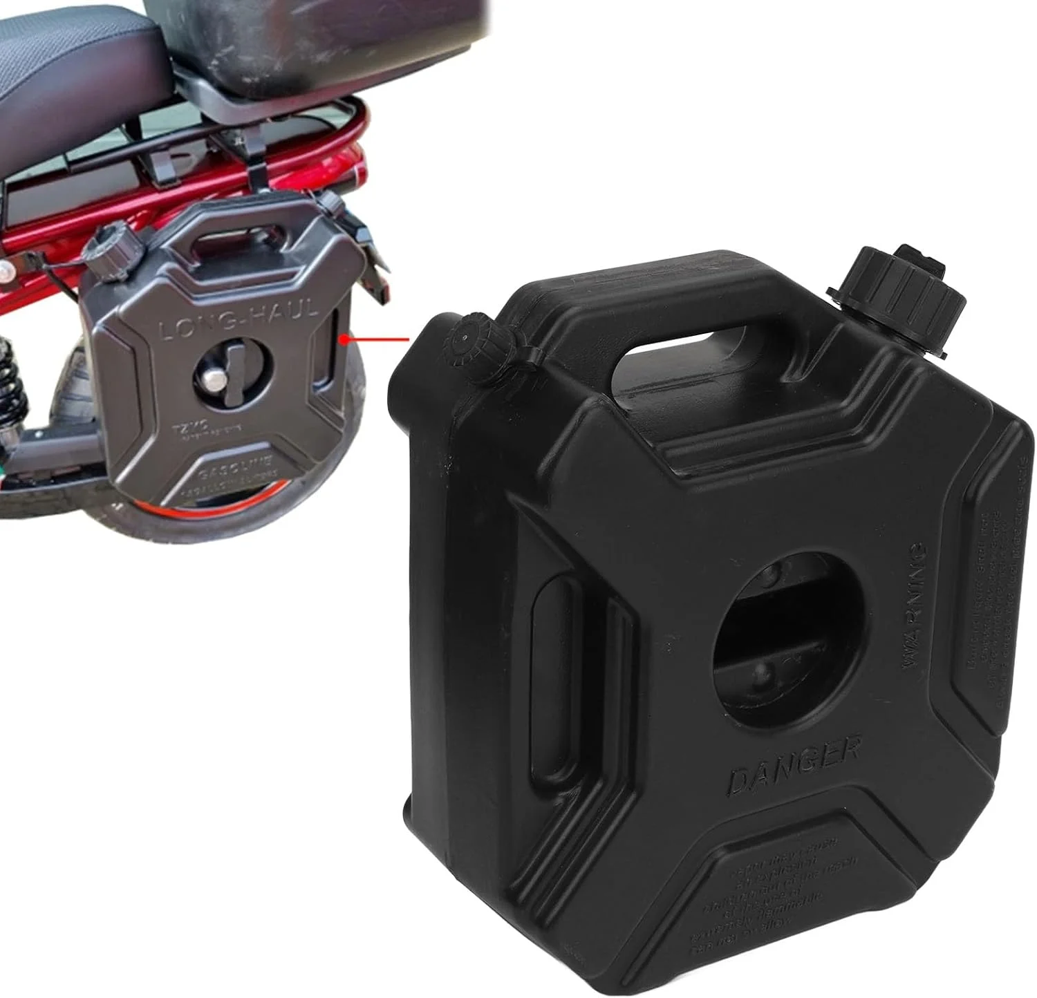 مخزن سوخت 5 لیتری Tuwei، مخزن بنزین قابل نصب، مخزن ذخیره روغن و بنزین، مخزن پشتیبان اضطراری، ظرف بنزین، مخزن انتقال سوخت برای خودرو، موتورسیکلت، UTV، ATV، موتور سیکلت خاکی (همراه با براکت)