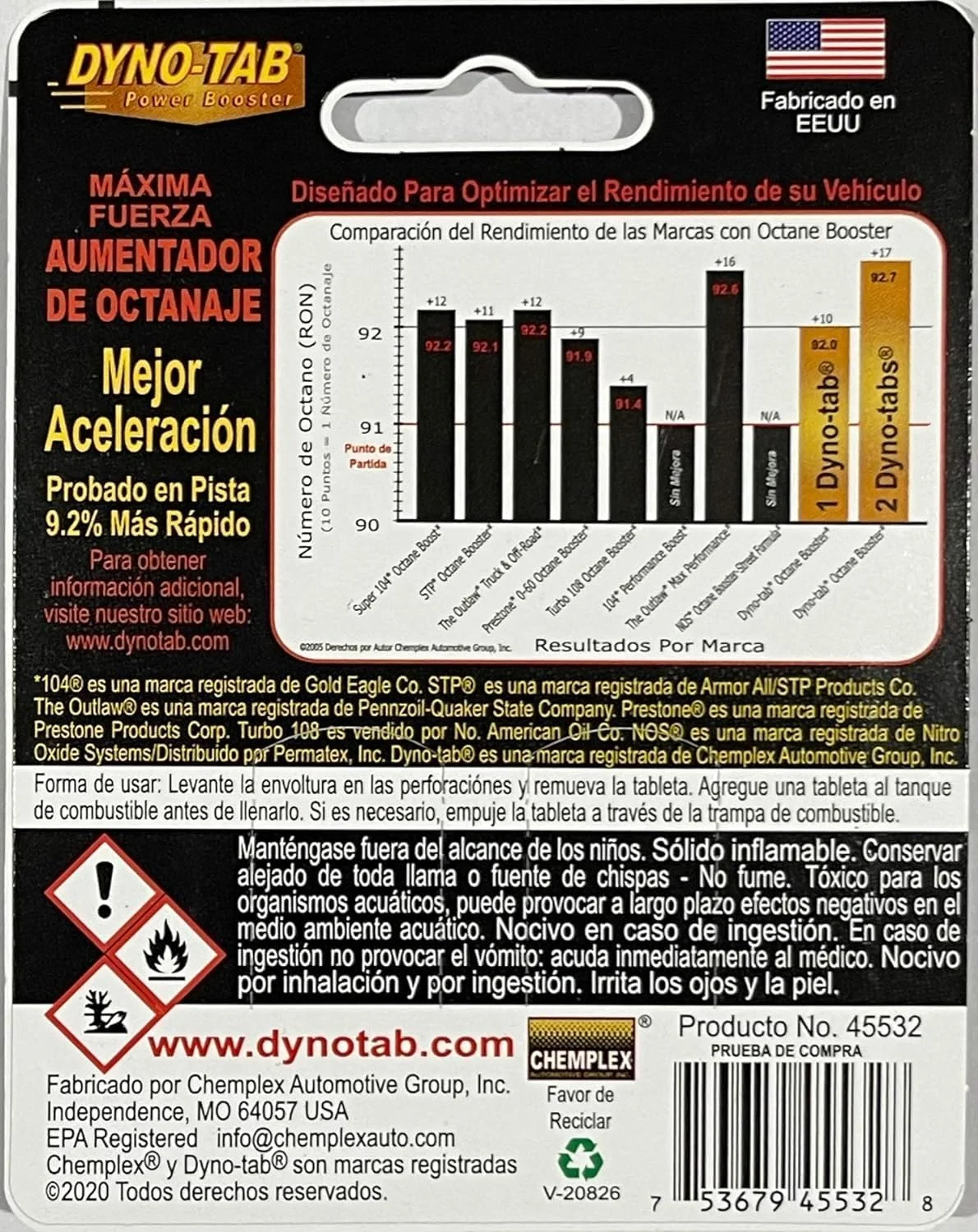 قرص تقویت کننده اکتان بنزین UK PLUS مدل Car Booster HP، مناسب برای موتورهای بنزینی، کارت 2 عددی - Dyno-tab (1 قرص برای 19 لیتر)