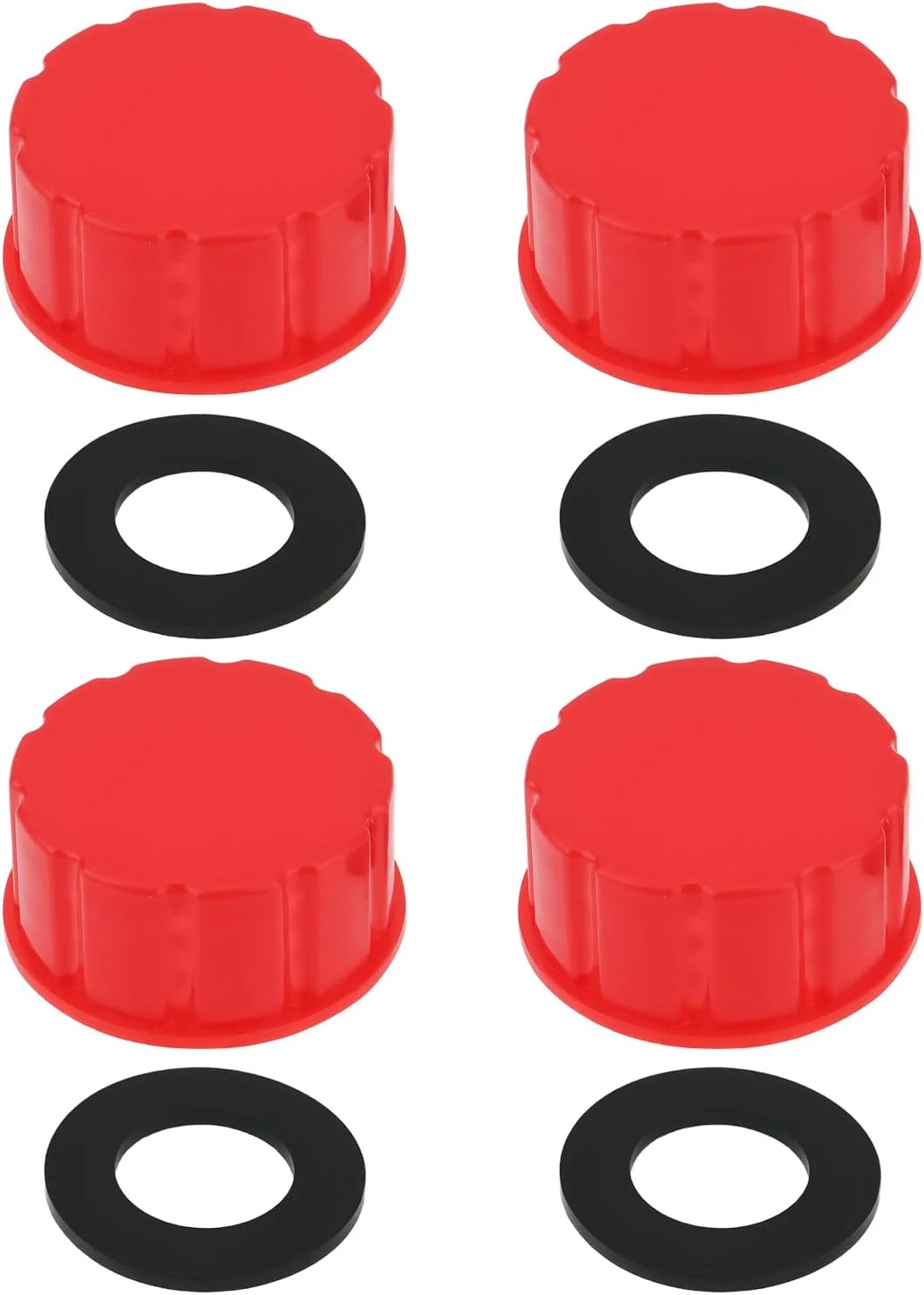 بسته 4 عددی درب گالن بنزین 5 گالنی، درب جایگزین با رزوه درشت، سازگار با گالن های 5 گالنی با دهانه 1.75 تا 1.81 اینچ، ساخته شده از پلاستیک و فلز، قرمز