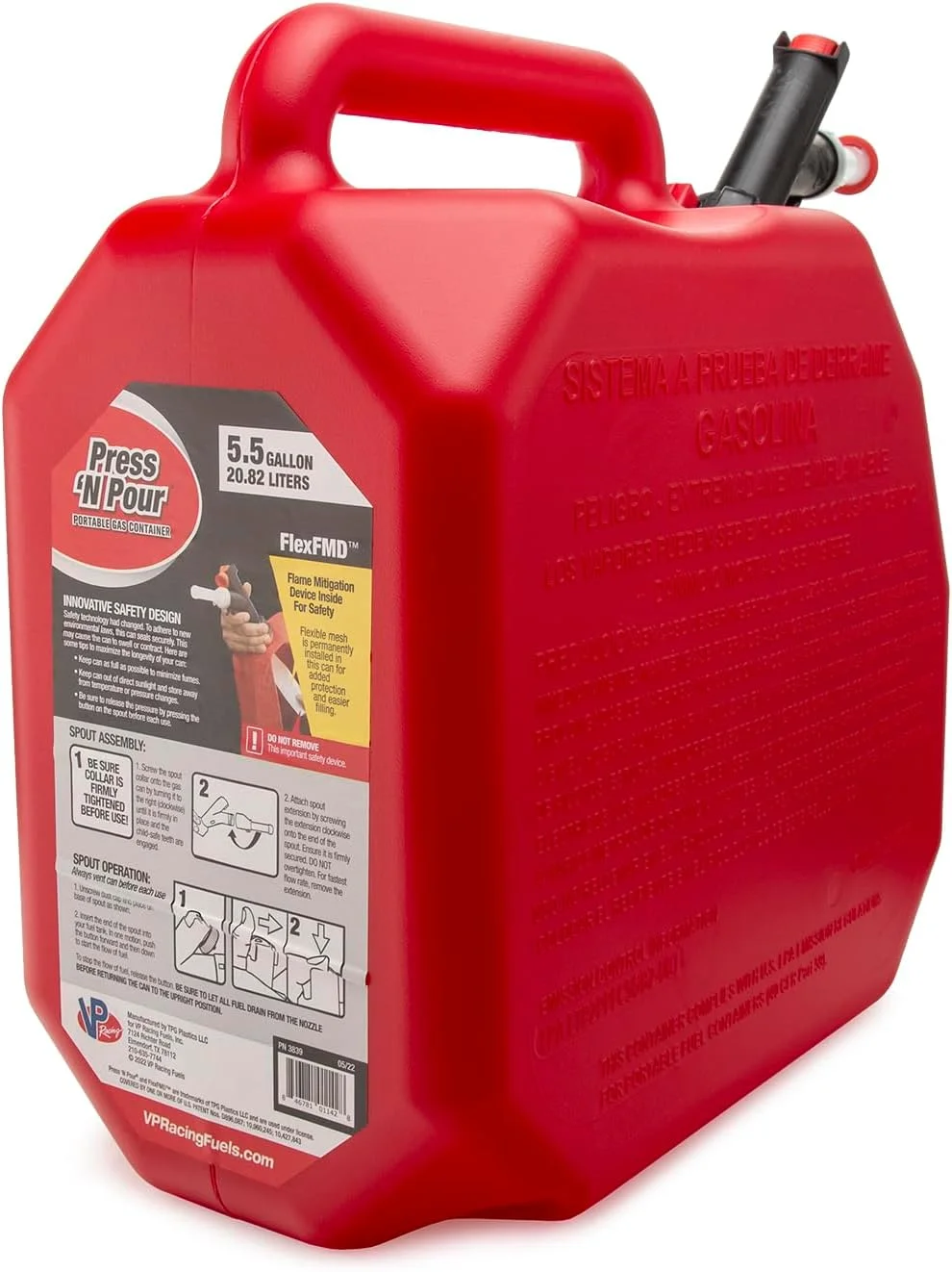 ظرف سوخت ۵.۵ گالنی VP Racing مدل Press 'N Pour، قرمز - تک عددی