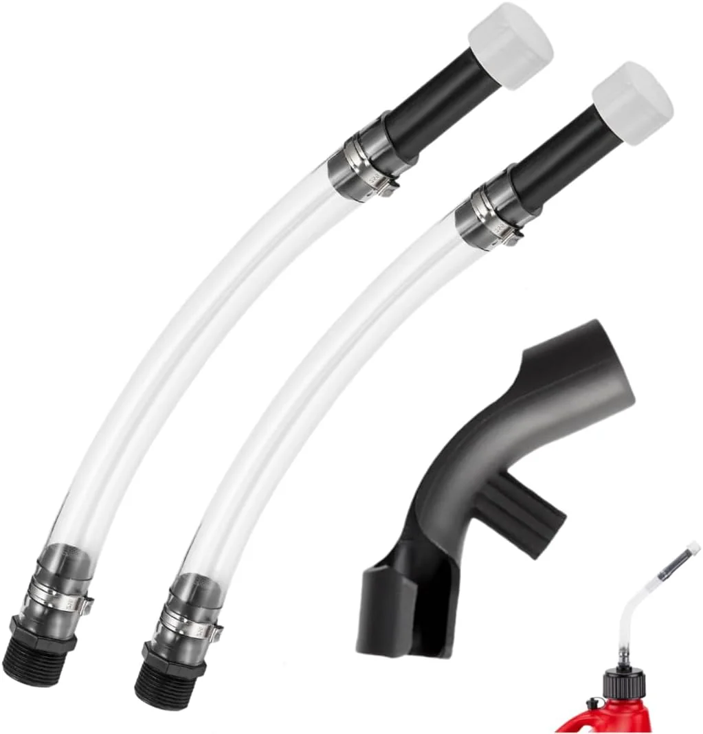 ظرف بنزین 5 گالن برای مسابقات، شلنگ ماشه ای، خم کن شلنگ X شکل و درپوش گرد و غبار، کیت شامل 2 شلنگ مخزن سوخت مسابقه ای، دستگاه خم کن لوله X شکل ارتقا یافته، مشکی، PVC، بسته 2 عددی