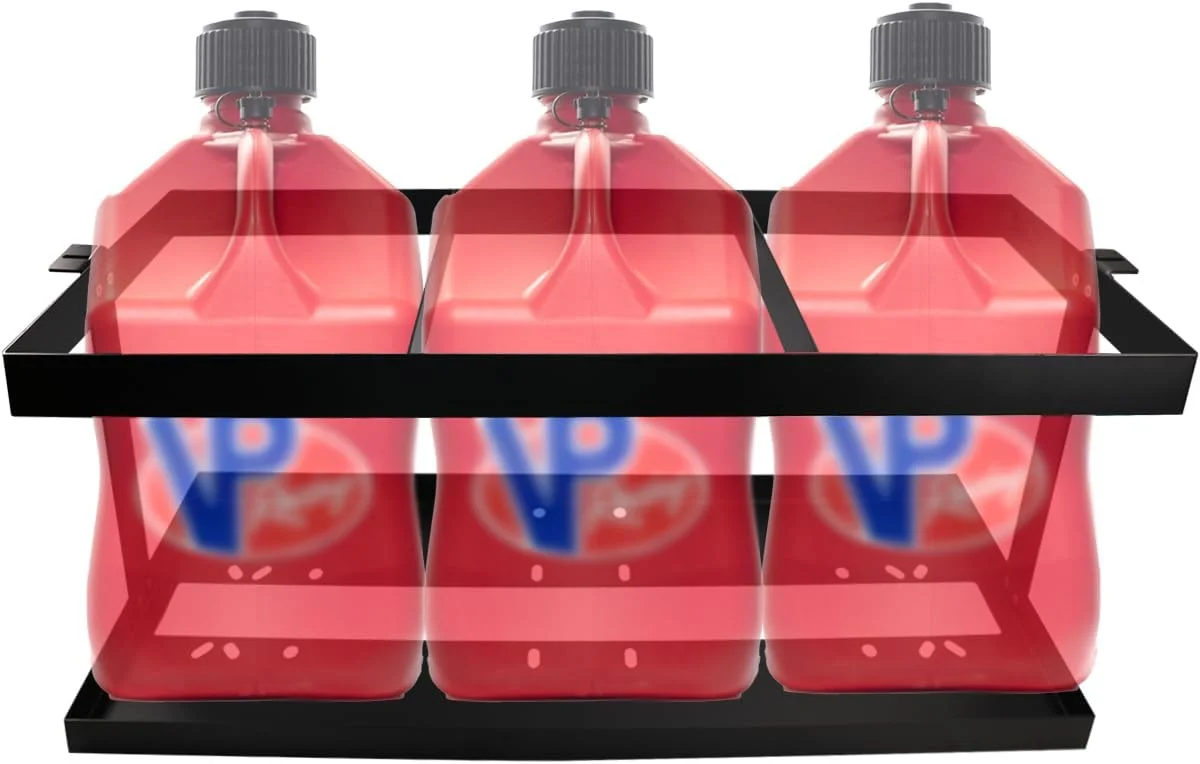 نگهدارنده گالن بنزین YQDHYLYH، مناسب برای سه گالن 5 گالنی بنزین، سازگار با ظرف سوخت 5.5 گالنی VP Racing، نگهدارنده گالن بنزین برای تریلر (فقط نگهدارنده ظرف سوخت)