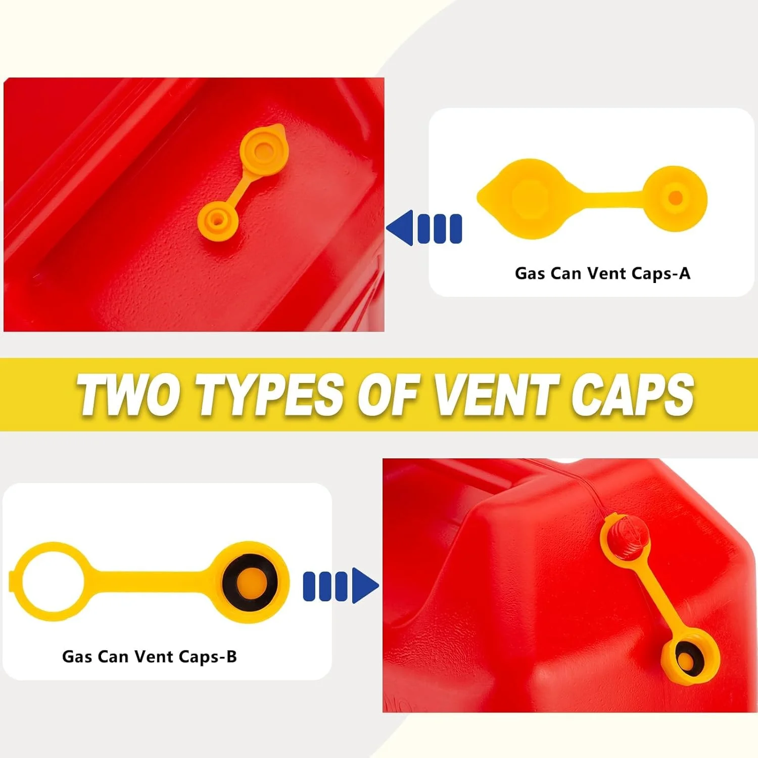 نازل جایگزین برای مخزن سوخت (مجموعه 8 عددی - زرد) مناسب برای اکثر مخازن 1/2/5/10 گالنی، نازل انعطاف پذیر جایگزین مخزن سوخت به همراه درپوش های هواکش مخزن سوخت، پوشش نازل، درپوش های پایه