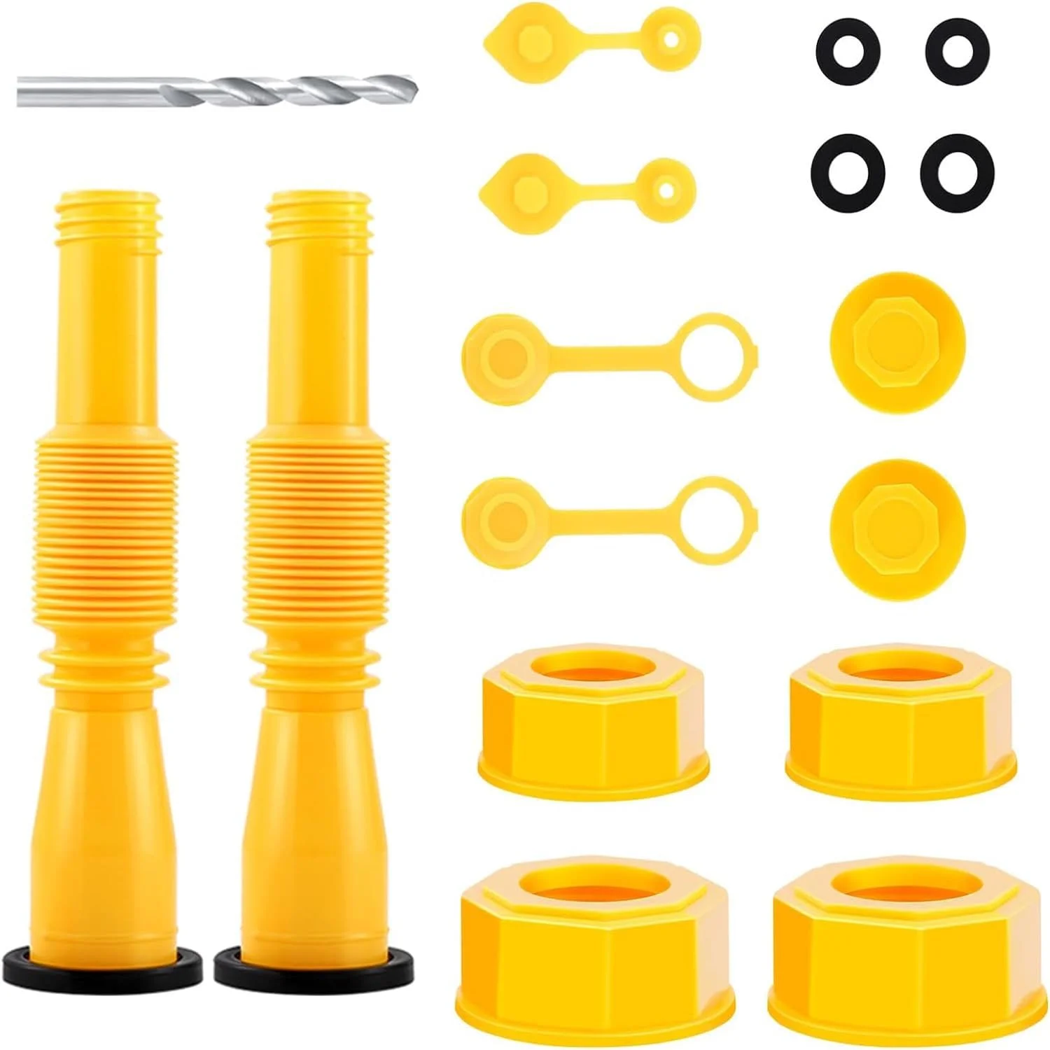 مجموعه 17 عددی جایگزینی خروجی مخزن سوخت ZELLYA، ارتقاء نازل مخزن سوخت با طول قابل افزایش تا 29.7 سانتی متر، مناسب برای اکثر مخازن روغن 2/5/10/20/40 لیتری، جایگزینی خروجی مخزن سوخت، خروجی مخزن سوخت