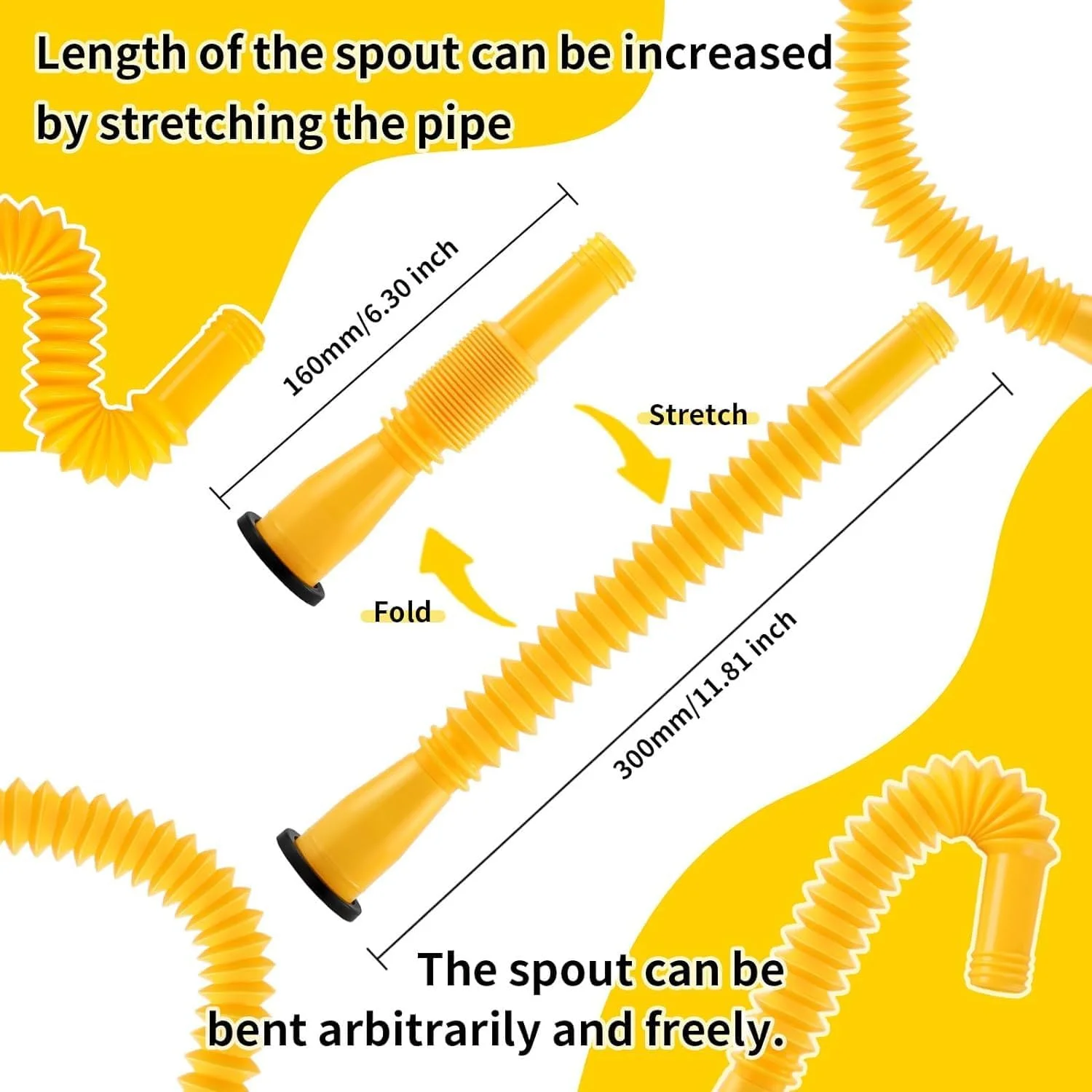 مجموعه 17 عددی جایگزینی خروجی مخزن سوخت ZELLYA، ارتقاء نازل مخزن سوخت با طول قابل افزایش تا 29.7 سانتی متر، مناسب برای اکثر مخازن روغن 2/5/10/20/40 لیتری، جایگزینی خروجی مخزن سوخت، خروجی مخزن سوخت