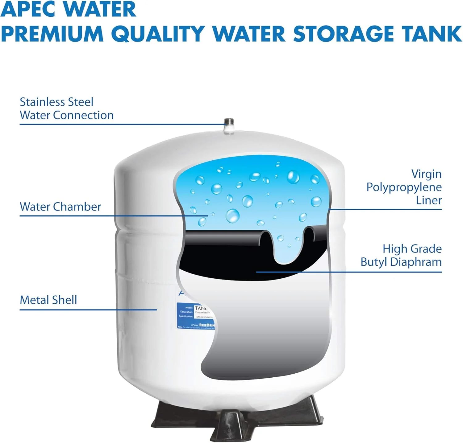 مخزن ذخیره آب سیستم اسمز معکوس خانگی APEC Water Systems مدل Tank-4 با ظرفیت 4 گالن