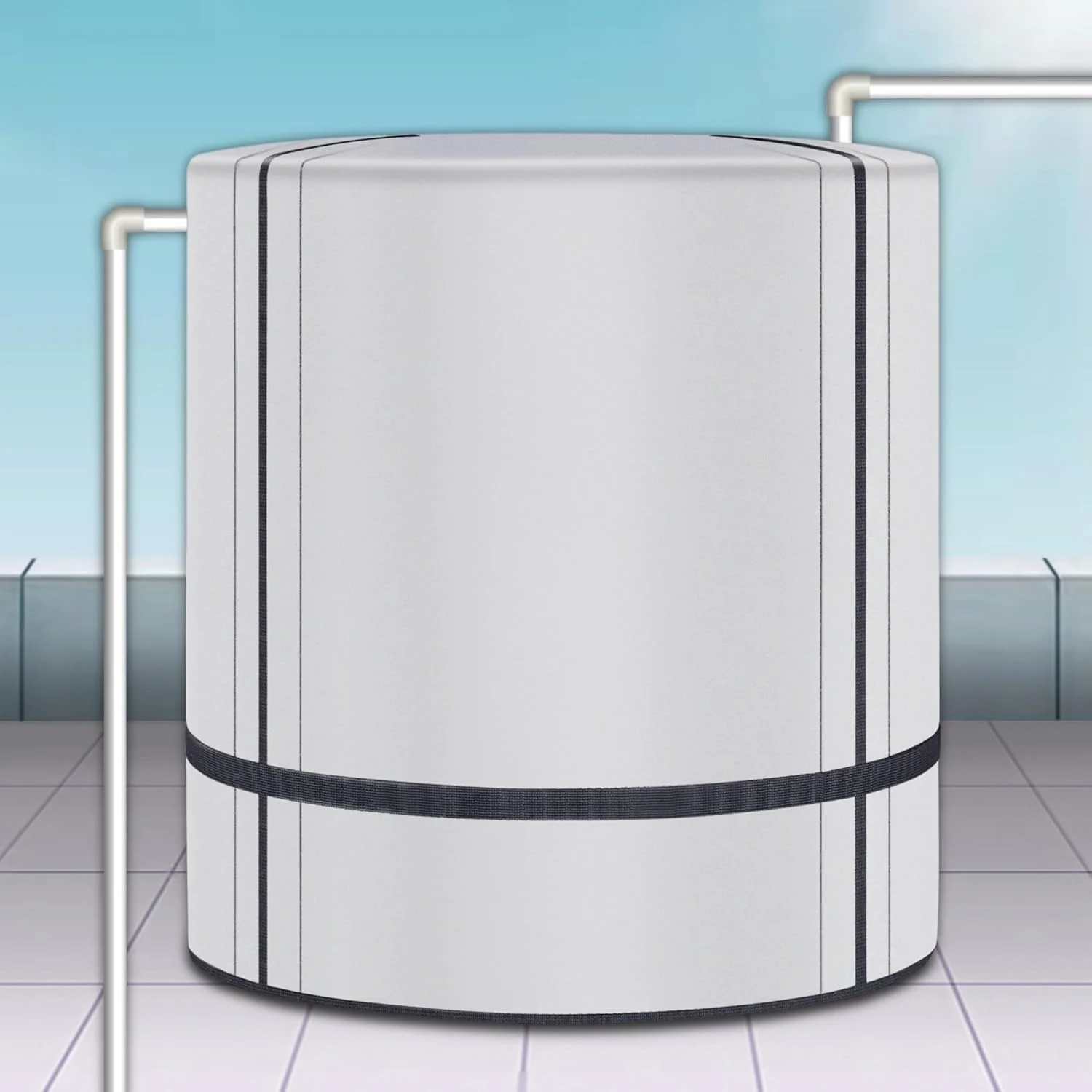 روکش عایق مخزن آب 500 لیتری - محافظ مخزن آب برای پشت بام، محافظت در برابر آب و هوای گرم و سرد، آب را در تابستان خنک نگه می دارد