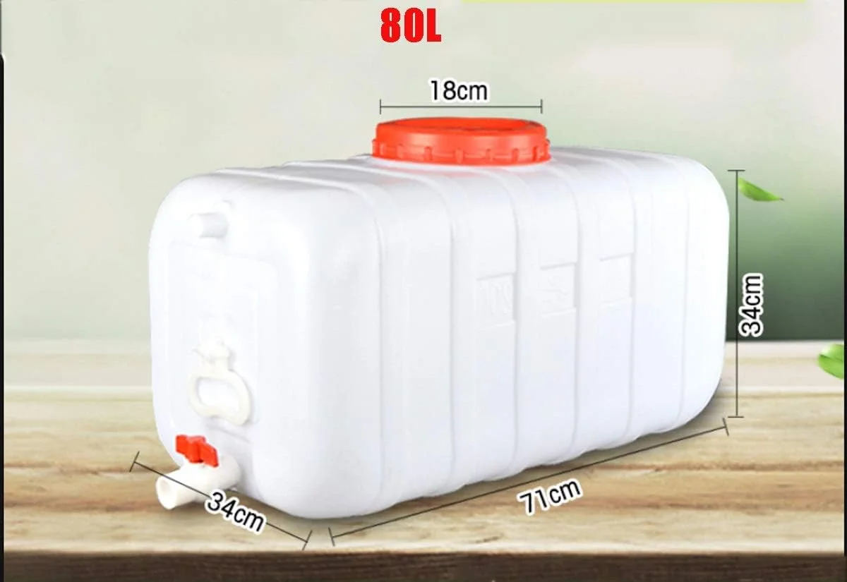 مخزن آب 80 لیتری با شیر خروجی، مناسب برای ذخیره آب اضطراری خانگی، سطل آب، مخزن آب خودرو با درب، قمقمه مخزن ذخیره آب