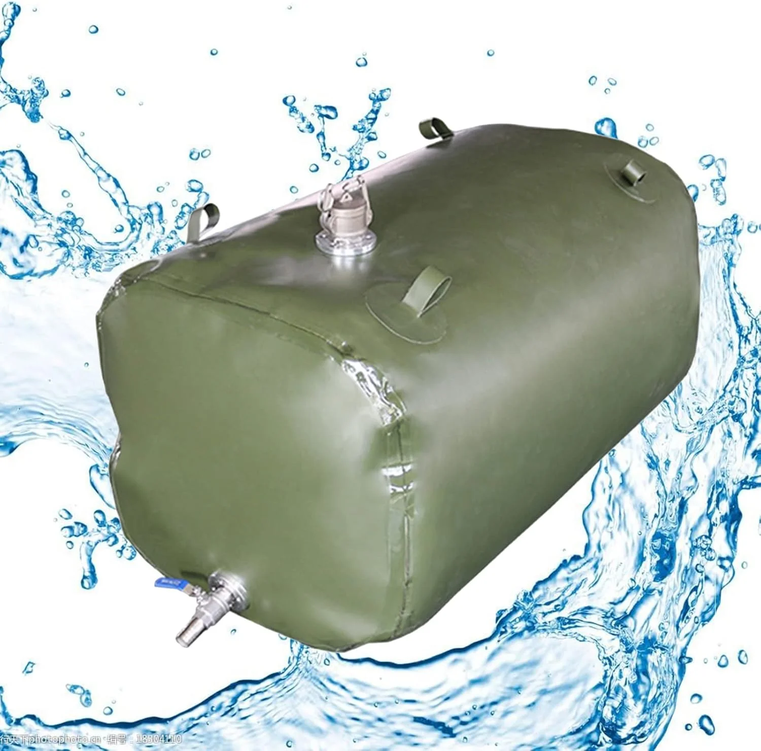 مخزن آب تاشو قابل حمل، کیف بزرگ ذخیره آب اضطراری، مقاوم در برابر خشکی و آتش نشانی، اندازه قابل تنظیم (اندازه: 1.8x1.3x0.9 متر/2000 لیتر/528 گالن)