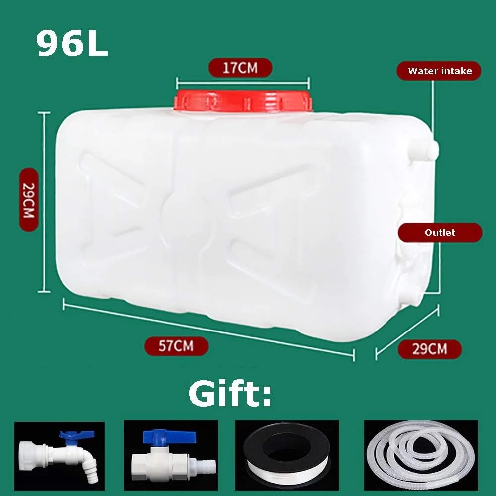 مخزن آب، دبه پلاستیکی، سطل بزرگ ضخیم برای ذخیره آب خانگی، مخزن آب مستطیلی، مخزن ذخیره آب افقی (اندازه: ۹۶ لیتر)
