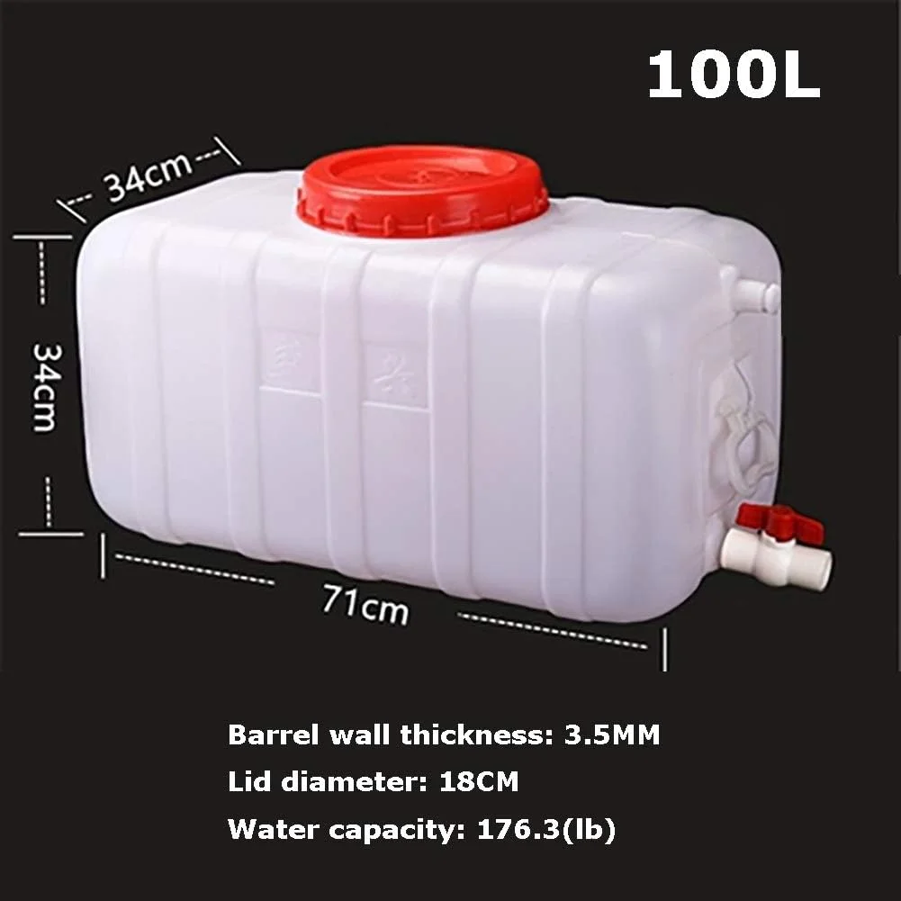 مخزن آب، دبه پلاستیکی، سطل ذخیره آب، مخزن افقی آب با درب، سطل ذخیره آب خانگی مناسب برای کوهنوردی، ذخیره آب برای مصارف صنعتی و علمی (سایز: 100)