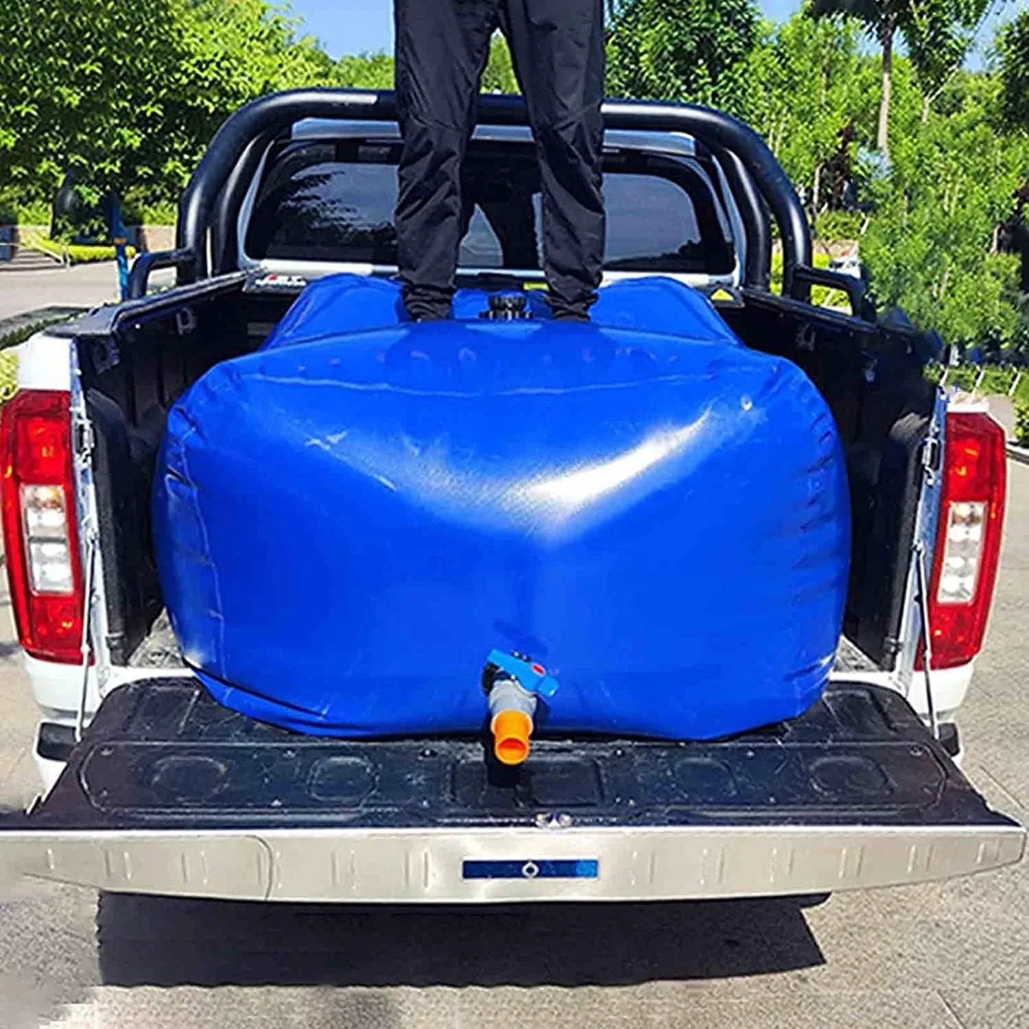 کیسه ذخیره آب با ظرفیت بزرگ، مخازن تاشو و سبک وزن، کیسه آب باران انعطاف پذیر و قابل استفاده مجدد در فضای باز با شیر برای آبیاری/محل کار/استفاده در مزرعه