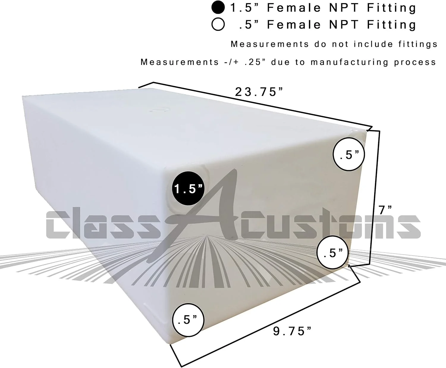 Class A Customs | T-0700 | یک (1) مخزن 7 گالنی آب شیرین و خاکستری RV