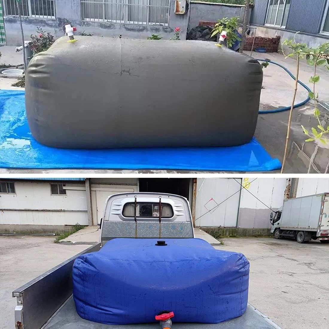 مخزن آب پی وی سی تاشو، کیسه نگهداری آب قابل حمل، گزینه های اندازه چندگانه 400L، 670L، 1000L، 1500L، 2100L برای آبیاری کشاورزی/مقاومت در برابر خشکسالی اضطراری، 1500L