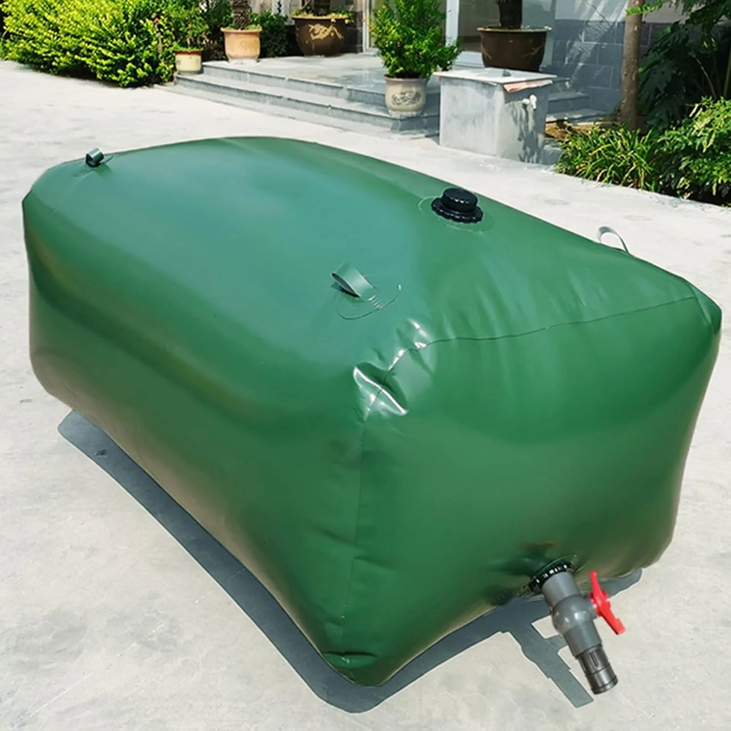 مخزن آب تاشو باغی، کیسه آب نرم و تاشو قابل حمل برای کمپینگ، آبیاری، ساخت و ساز، سبز (اندازه: 1.5x1.2x0.6 متر / 1000 لیتر)