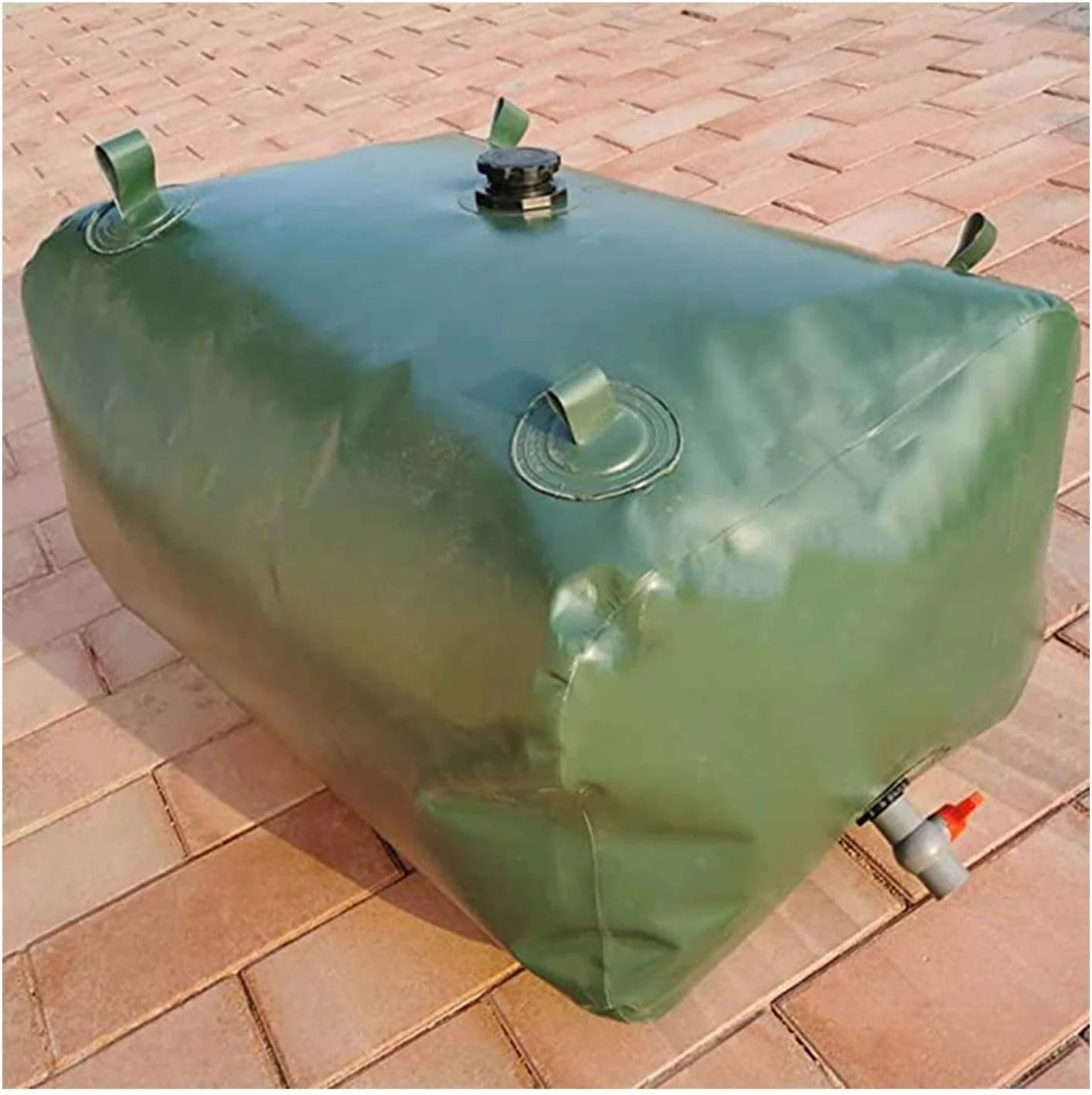 مخزن آب تاشو، کیسه آب اضطراری، مخزن آب قابل حمل با ظرفیت بالا از جنس TPU، برای ذخیره آب آشامیدنی، سبز، 1080 لیتر، 1.5 * 1.2 * 0.6 متر