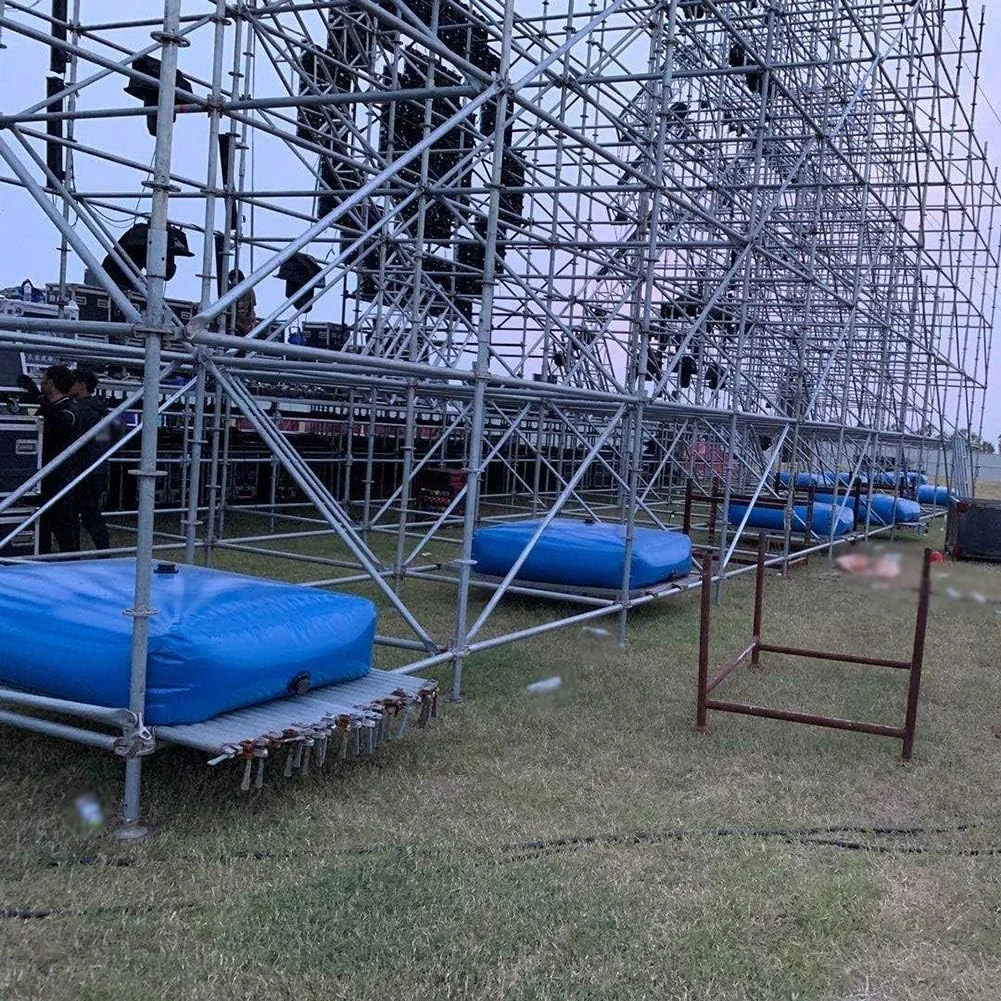 مخزن ذخیره آب تاشو، تانکر آب انعطاف پذیر با شیر، ابزار باغبانی در فضای باز، پی وی سی تاشو 0.9 میلی متری برای آبیاری کشاورزی/آبی/2000 لیتر/2 * 1.25 * 0.8 متر