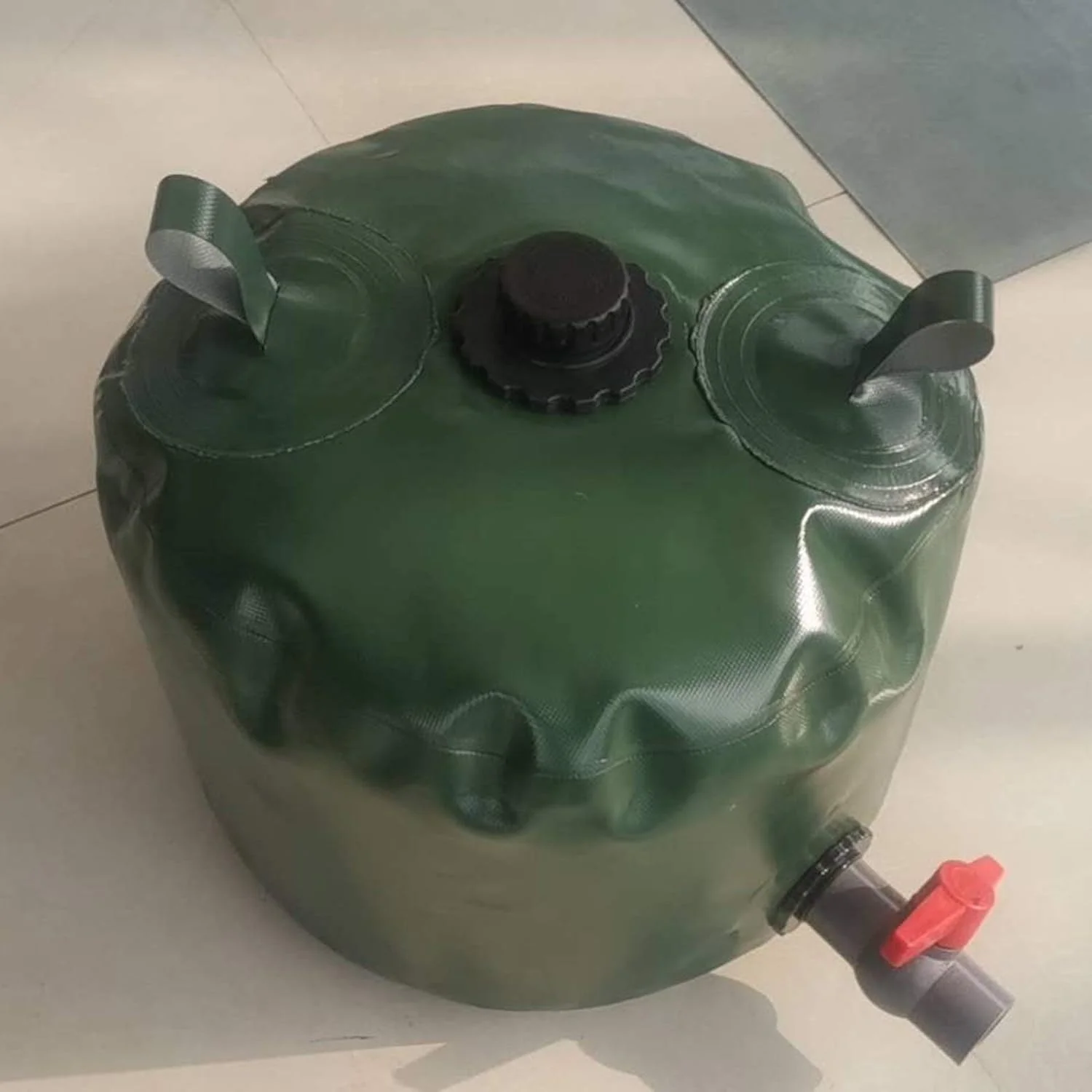 مخزن آب تاشو، کیسه آب اضطراری، مخزن آب قابل حمل با ظرفیت بالا از جنس TPU، برای ذخیره آب آشامیدنی، سبز، 1080 لیتر، 1.5 * 1.2 * 0.6 متر