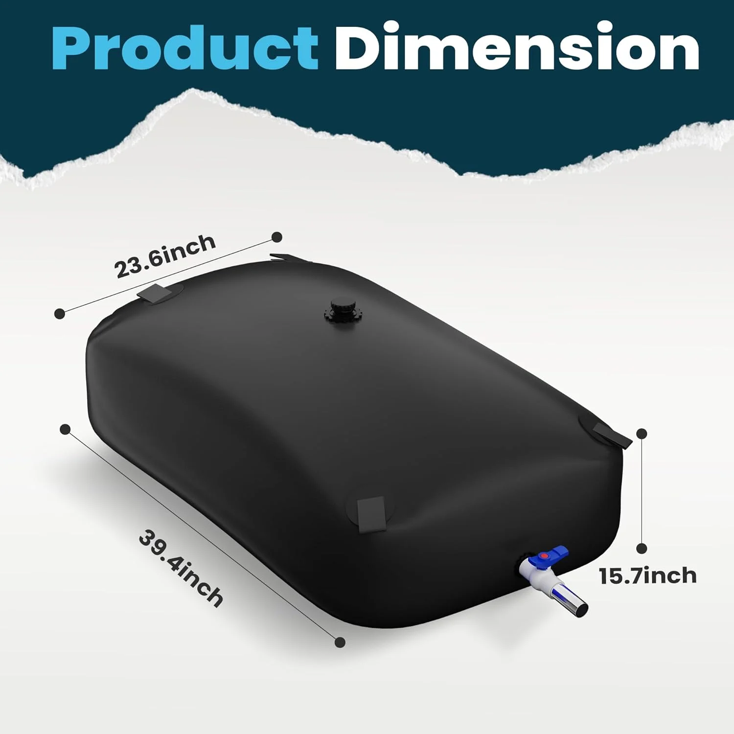 مخزن تاشو و قابل حمل ذخیره آب با ظرفیت بالا، مناسب برای مقاومت در برابر خشکسالی، پیشگیری از آتش سوزی، آب اضطراری، آبیاری کشاورزی در فضای باز (240 لیتر، مشکی)