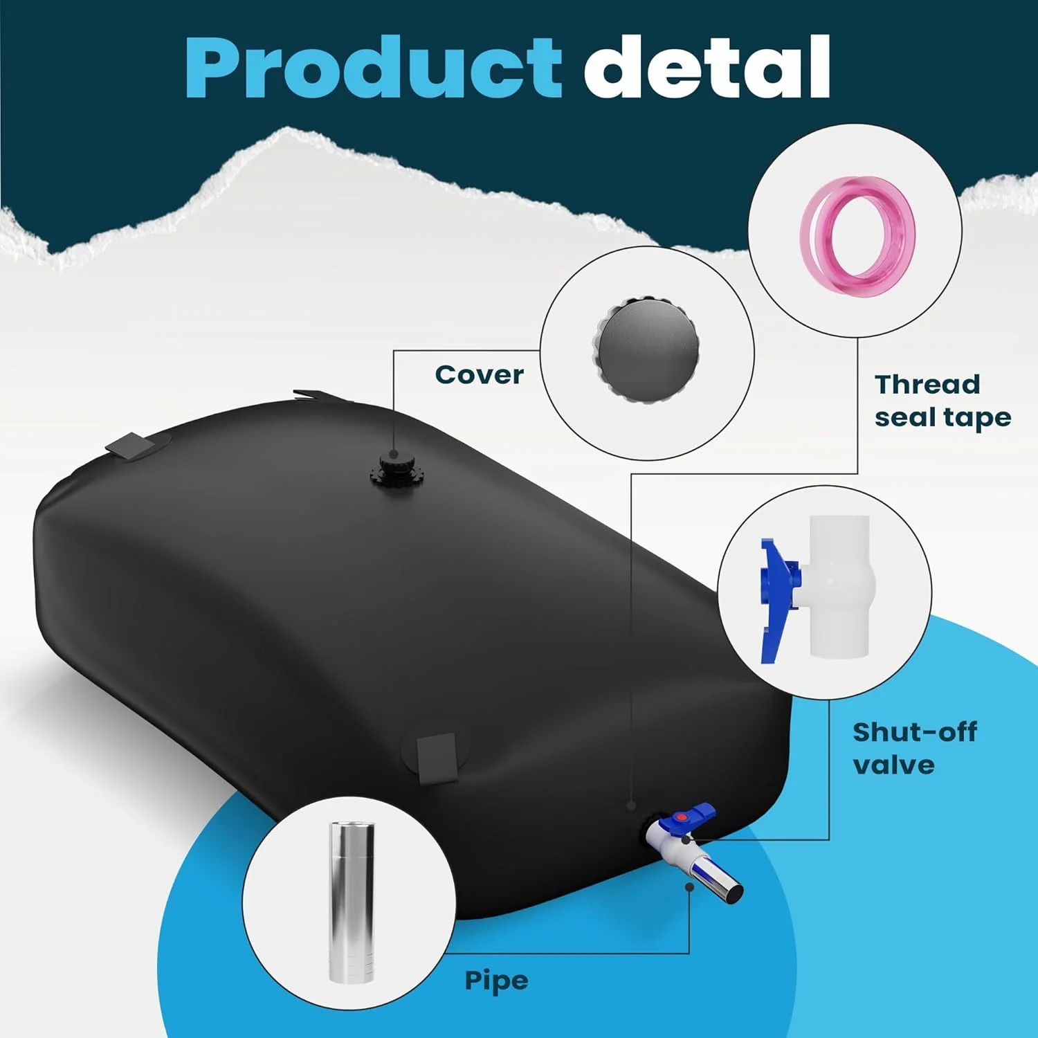 مخزن تاشو و قابل حمل ذخیره آب با ظرفیت بالا، مناسب برای مقاومت در برابر خشکسالی، پیشگیری از آتش سوزی، آب اضطراری، آبیاری کشاورزی در فضای باز (240 لیتر، مشکی)