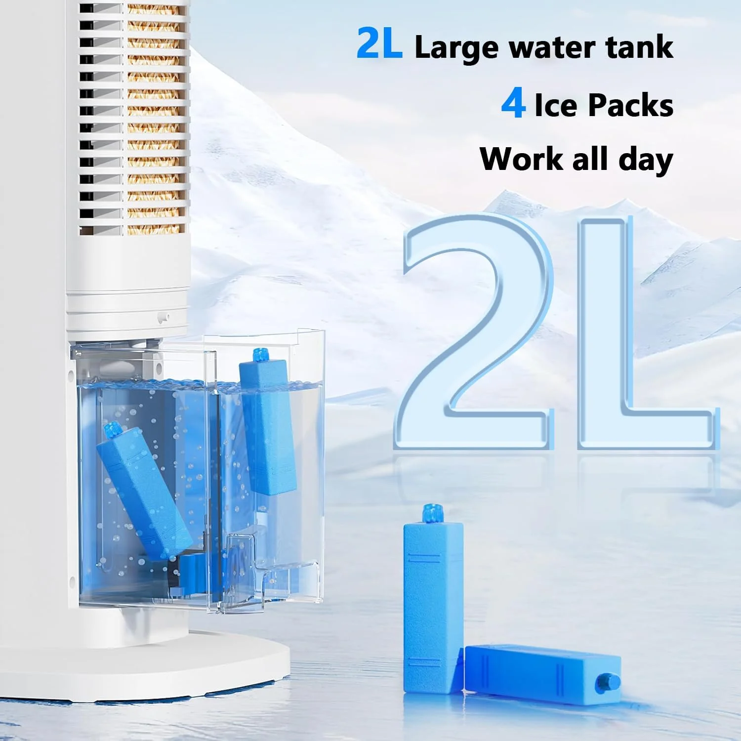 پنکه برجی Beleaad با مخزن آب، خنک کننده تبخیری هوا، پنکه برجی کم صدا، چرخش 80 درجه ای برای گردش هوا در کل خانه، تایمر 12 ساعته، ایده آل برای خانه و دفتر