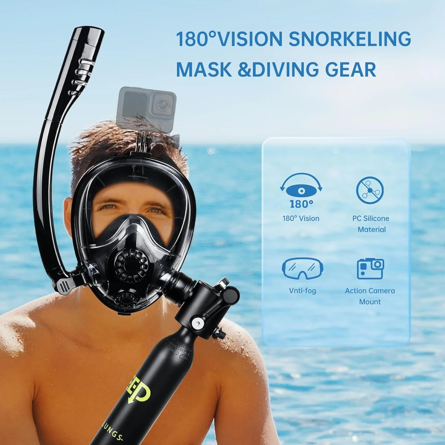 مخزن غواصی 0.5 لیتری DIDEEP با ماسک غواصی تمام صورت، پشتیبانی حدود 7-10 دقیقه، ماسک زیر آب برای غواصی، اکتشاف زیر آب مخزن غواصی 0.5 لیتری DIDEEP با ماسک غواصی تمام صورت، پشتیبانی حدود 7-10 دقیقه، ماسک زیر آب برای غواصی، اکتشاف زیر آب