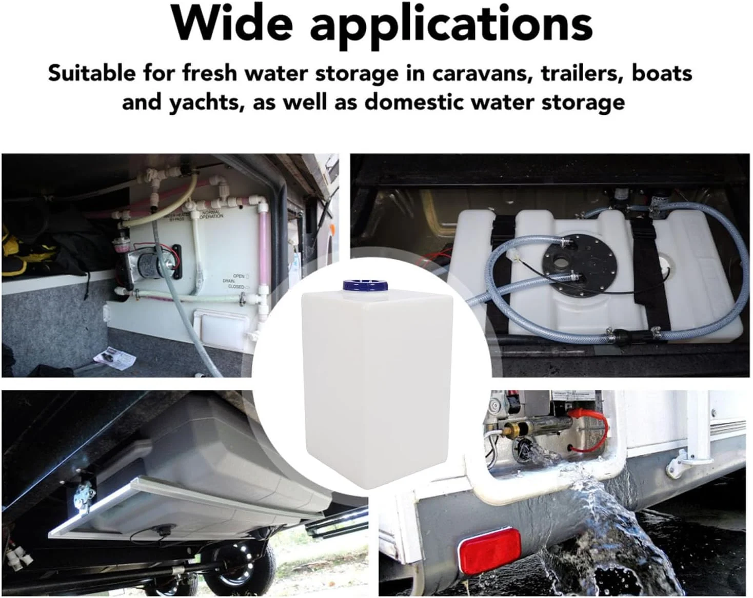 مخزن آب شیرین 42 لیتری برای RV، مخزن ذخیره آب آشامیدنی برای آشامیدن، پخت و پز، تمیز کردن، دوش گرفتن، برای کمپینگ، تریلر، موتورخانه، RV مخزن آب شیرین 42 لیتری برای RV، مخزن ذخیره آب آشامیدنی برای آشامیدن، پخت و پز، تمیز کردن، دوش گرفتن، برای کمپینگ، تریلر، موتورخانه، RV