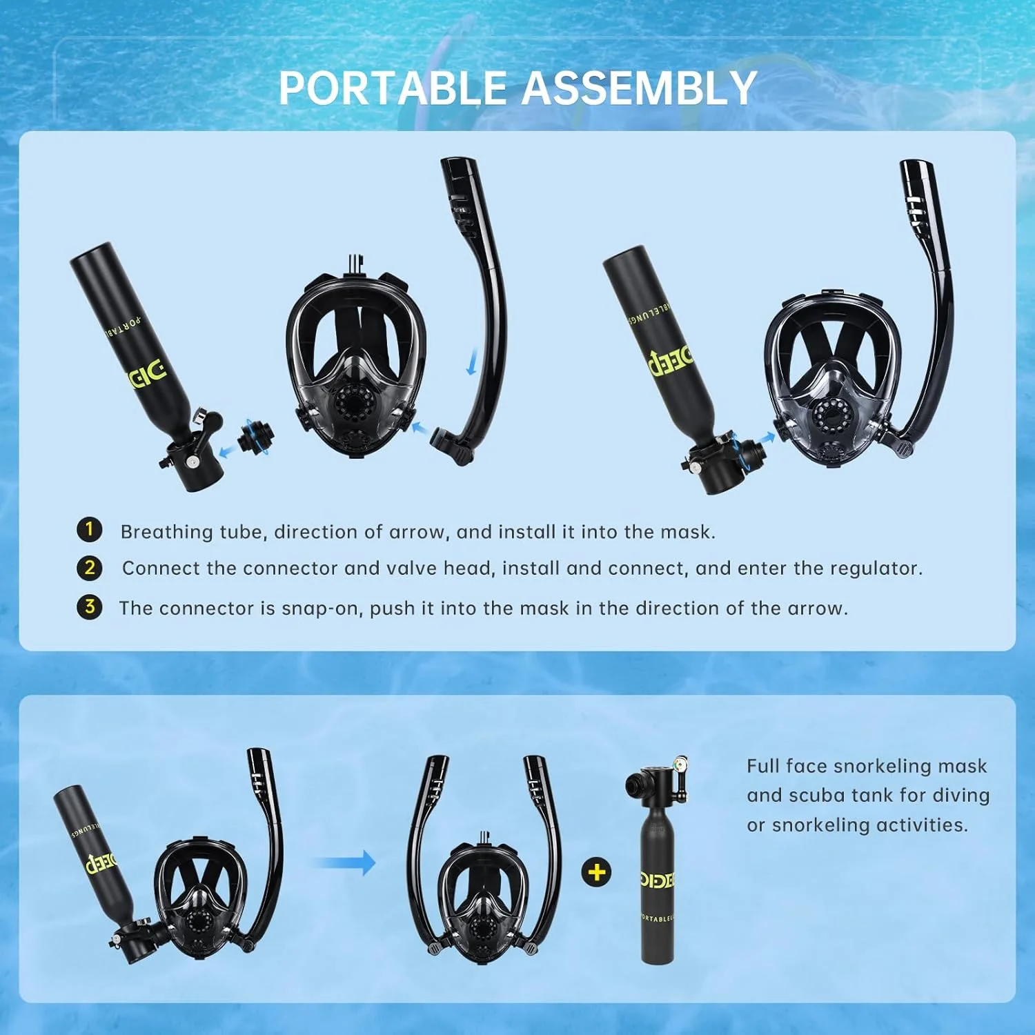 مخزن غواصی 0.5 لیتری DIDEEP با ماسک غواصی تمام صورت، پشتیبانی حدود 7-10 دقیقه، ماسک زیر آب برای غواصی، اکتشاف زیر آب مخزن غواصی 0.5 لیتری DIDEEP با ماسک غواصی تمام صورت، پشتیبانی حدود 7-10 دقیقه، ماسک زیر آب برای غواصی، اکتشاف زیر آب