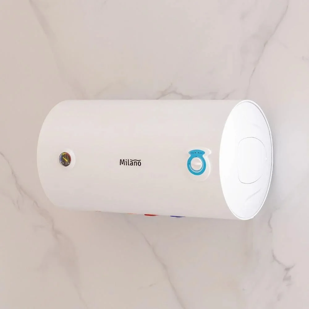 آبگرمکن برقی افقی سفید، مخزن مینای یاقوت کبود برای مصارف خانگی، تجاری و صنعتی - KYLAQ (سفید افقی، 80 لیتر)