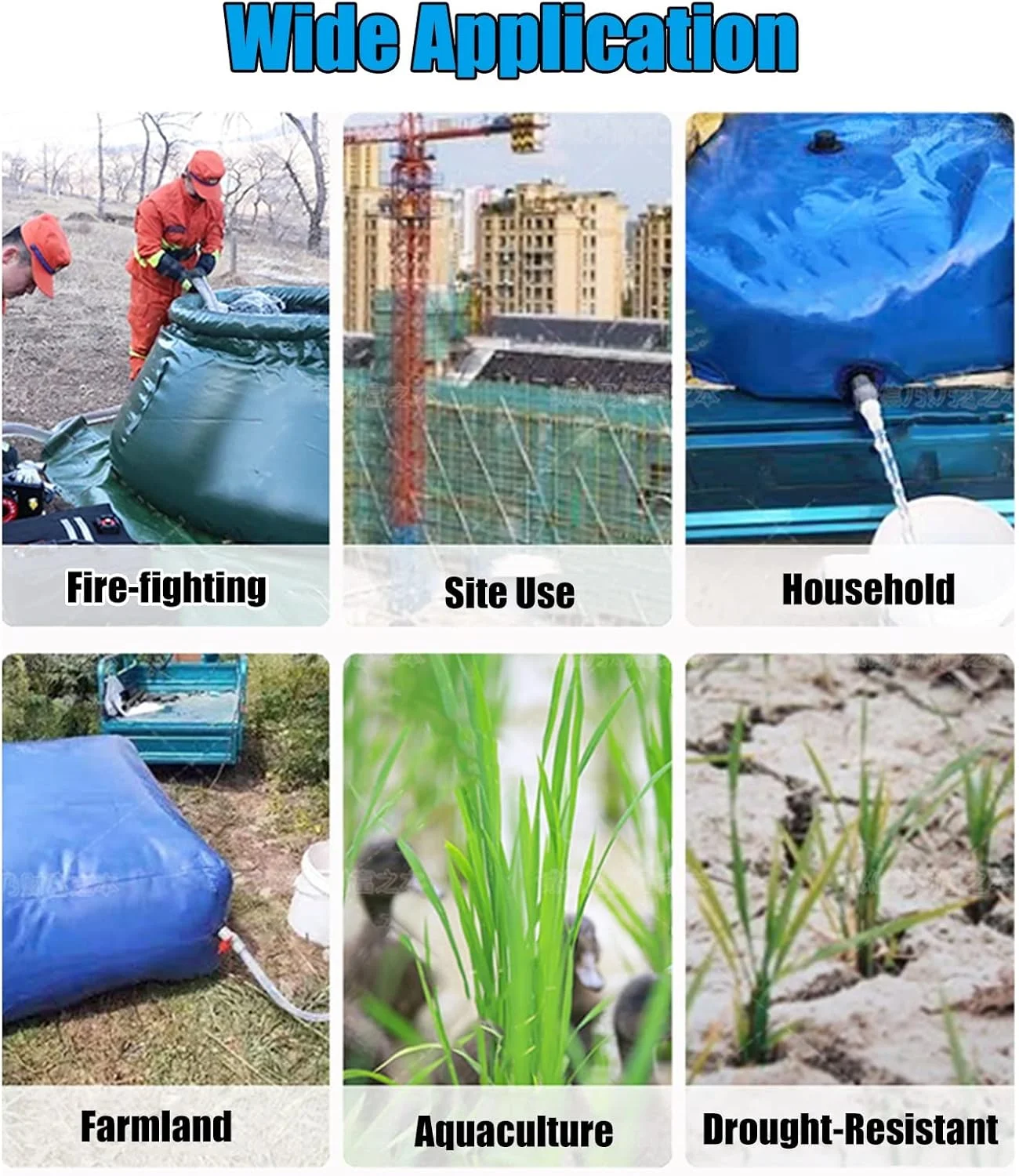 مخزن ذخیره آب پی وی سی بزرگ، کیسه آب تاشو مقاوم در برابر خشکی برای آتش نشانی/شرایط اضطراری، مخزن مستطیلی کیسه آب (اندازه: 3x1.7x0.8 متر / 4000 لیتر)