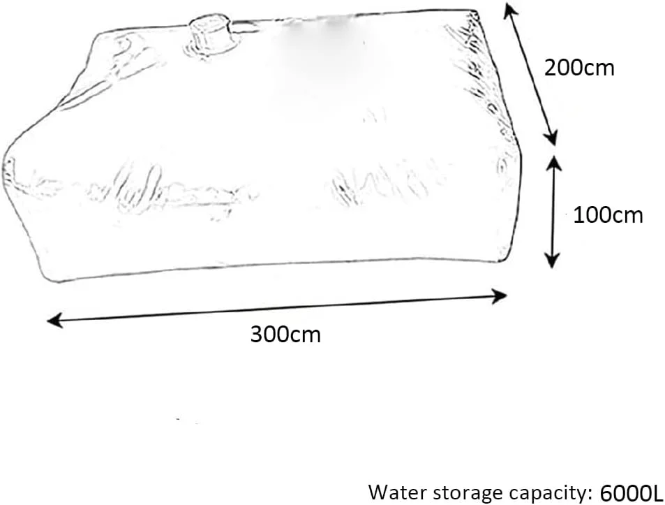 مخزن آب اضطراری با ظرفیت بزرگ، کیسه مثانه ذخیره آب، تانک آب تاشو PVC با شیر برای پیش بارگیری پل کشاورزی، 3 * 2 * 1 متر: 6000 لیتر