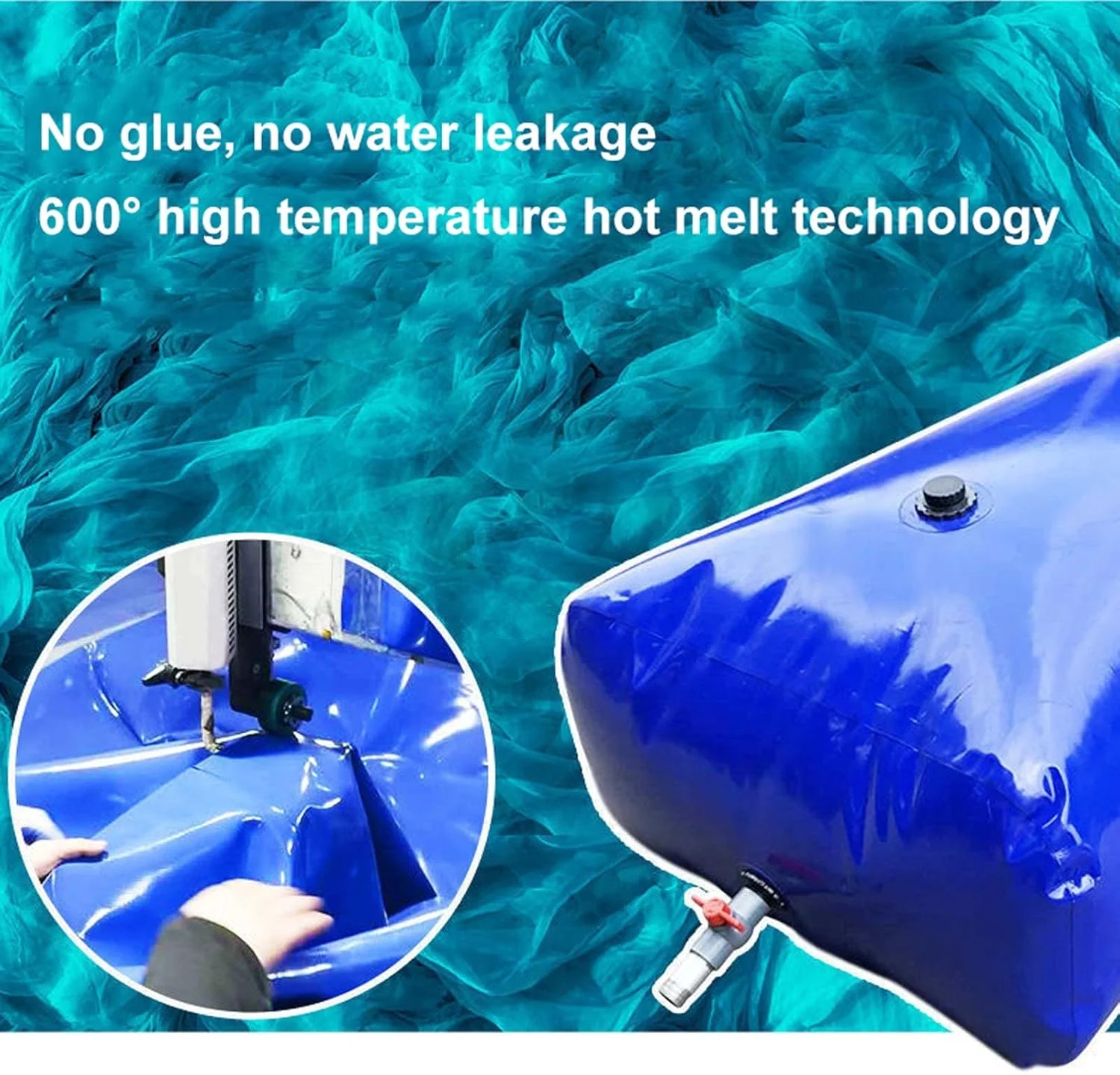 کیسه آب تاشو PVC نرم، مخزن آب بزرگ خودرو در فضای باز، مثانه آب پیش فشرده پل ضخیم شده کشاورزی مقاوم در برابر خشکی و آتش نشانی، 2000 لیتر کیسه آب تاشو PVC نرم، مخزن آب بزرگ خودرو در فضای باز، مثانه آب پیش فشرده پل ضخیم شده کشاورزی مقاوم در برابر خشکی و آتش نشانی، 2000 لیتر